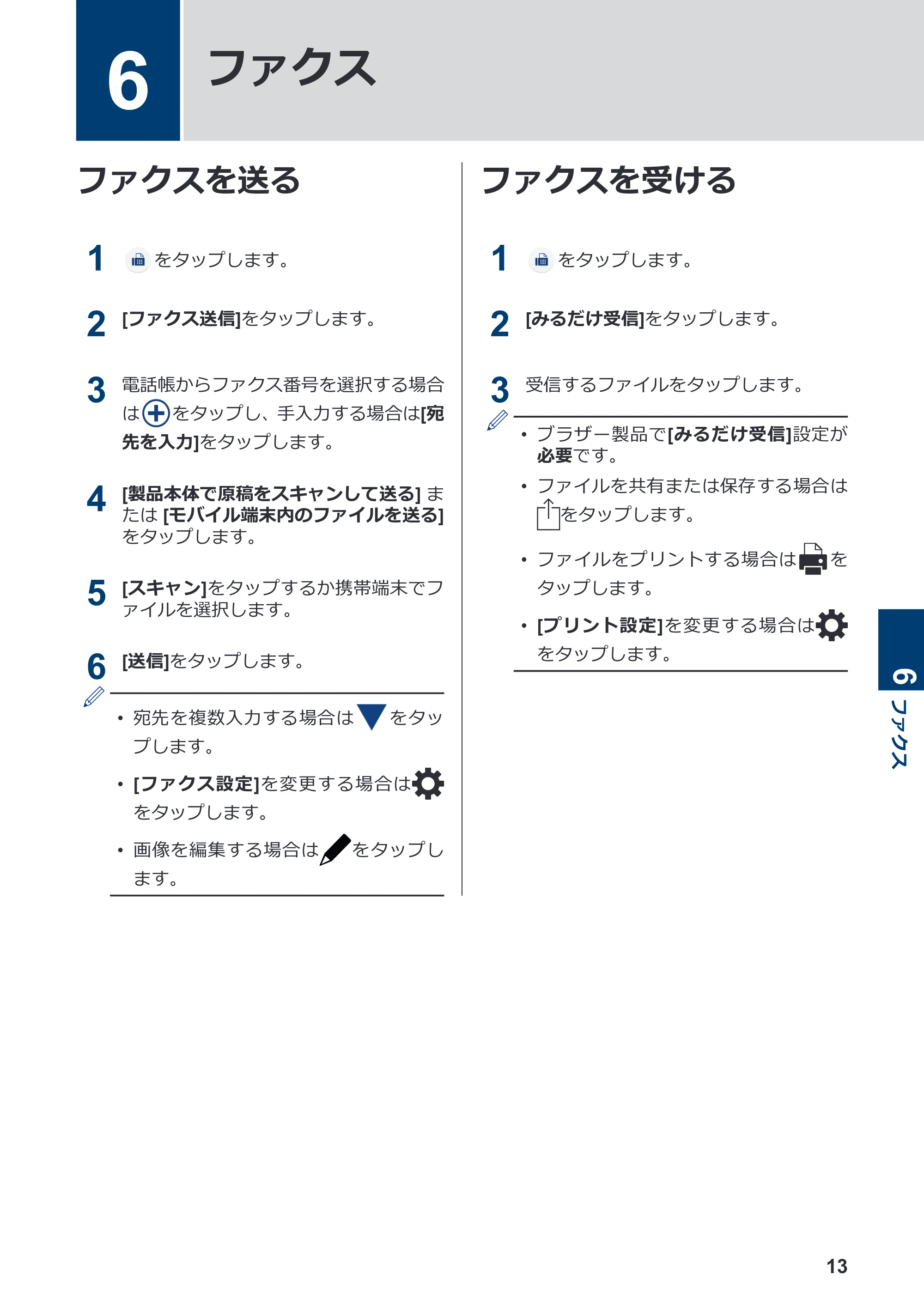 ブラザー DCP-390CN / DCP-535CN / DCP-595CN モバイルプリント&スキャンガイド Brother iPrint&Scan (Apple端末) — 6 ファクス — 原本ページ — 15ページ