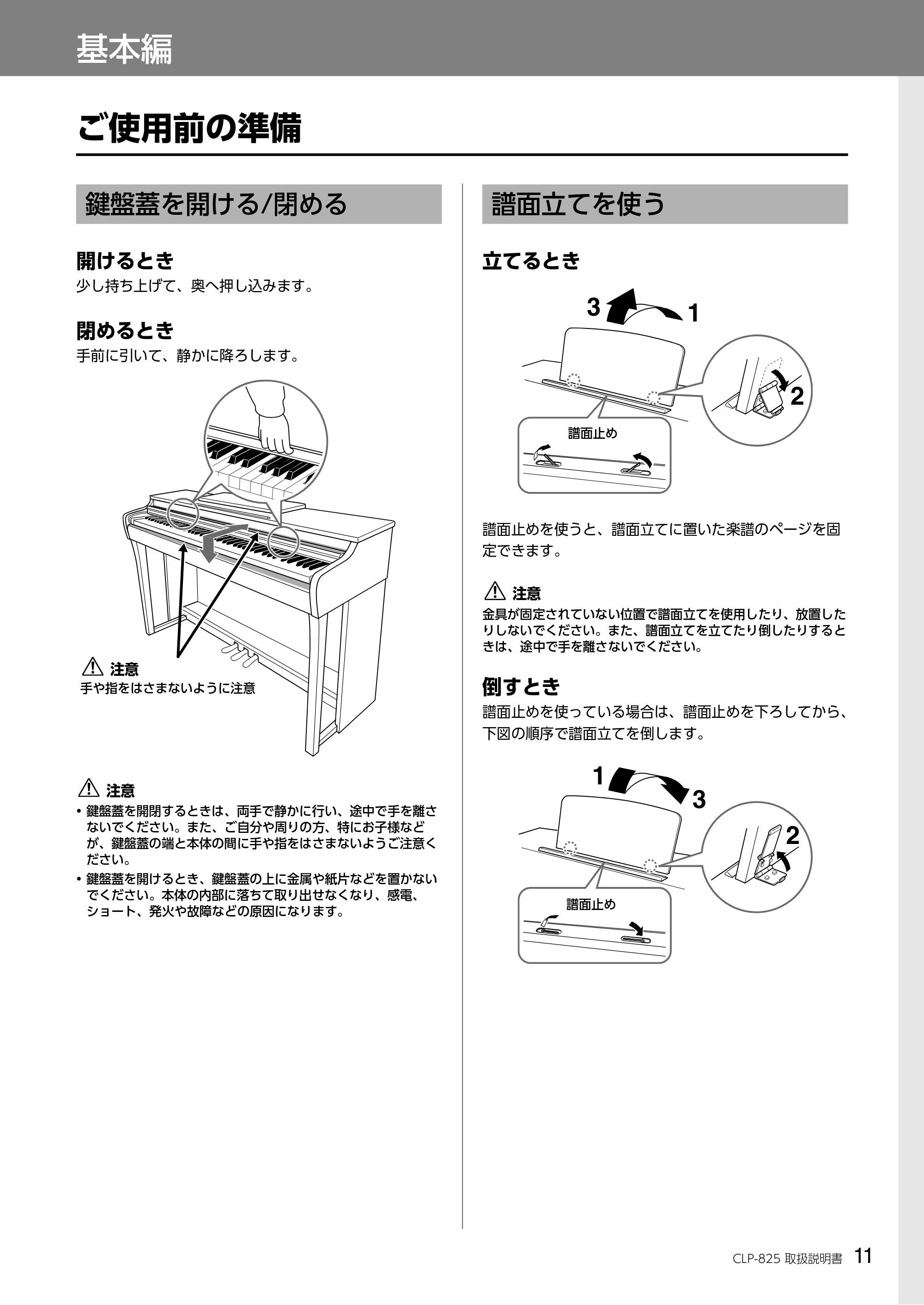 ヤマハ CLP-825 CLP-825 取扱説明書 — 基本編 — 原本ページ — 11ページ