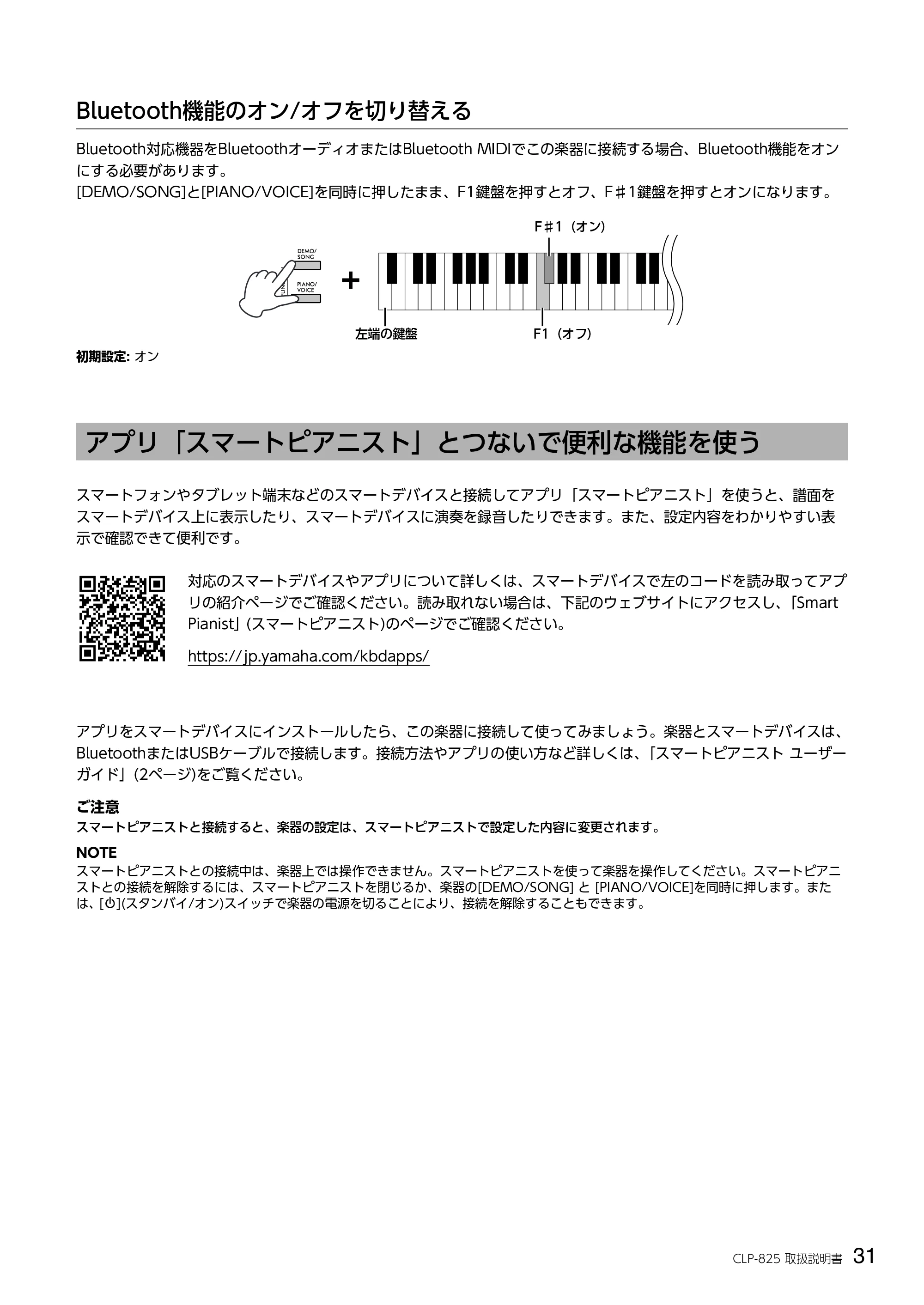 ヤマハ CLP-825 CLP-825 取扱説明書 — アプリ「スマートピアニスト」とつないで便利な機能を使う — 原本ページ — 31ページ
