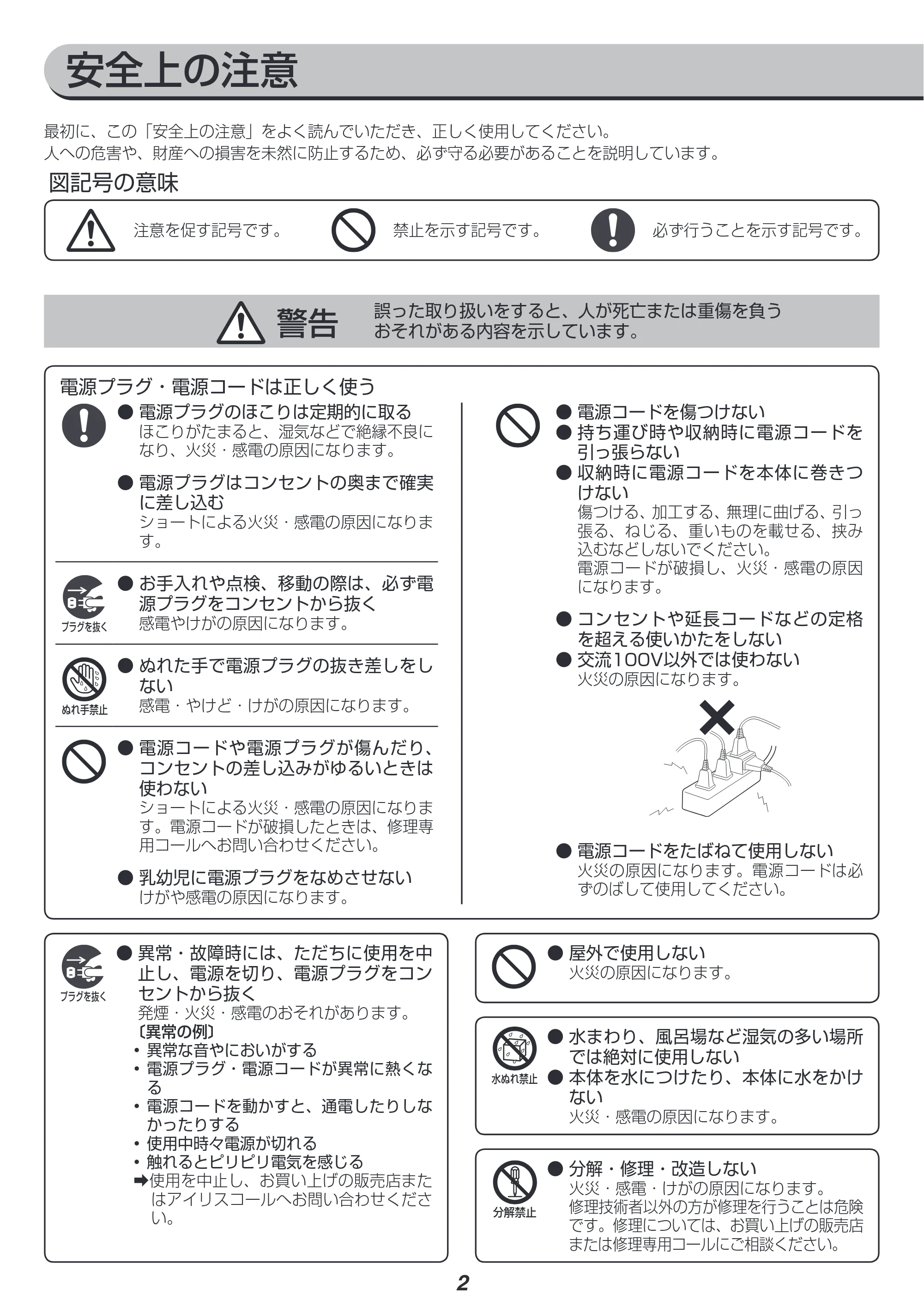 アイリスオーヤマ KFK-W2-WP 取扱説明書 — 原本ページ — 2ページ