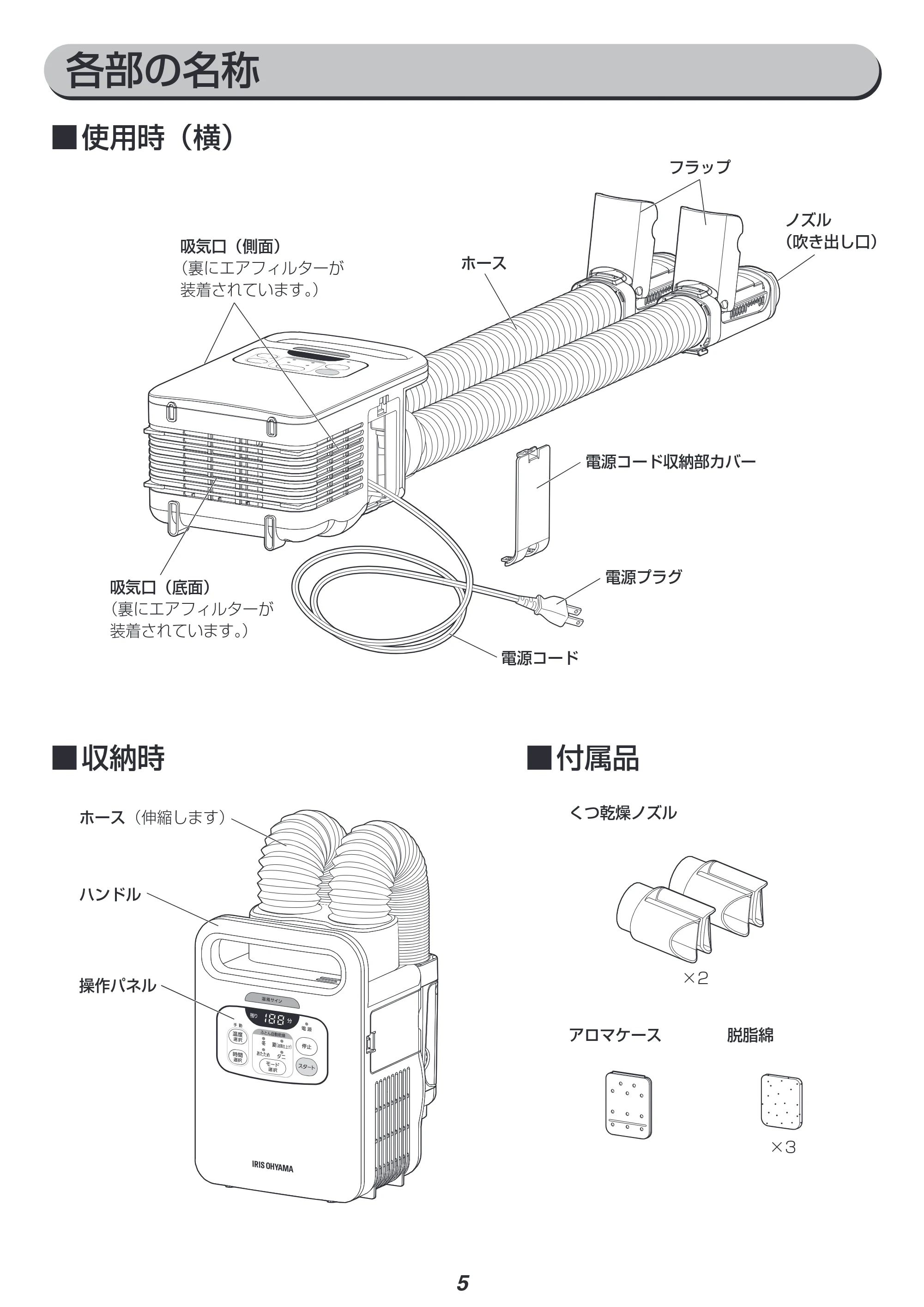 アイリスオーヤマ KFK-W2-WP 取扱説明書 — 原本ページ — 5ページ
