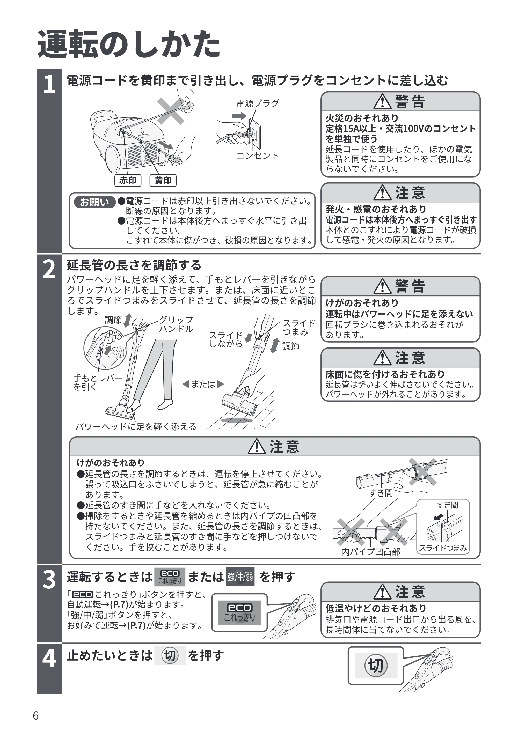 日立 CV-KP90P 取扱説明書 — 運転のしかた — 原本ページ — 6ページ