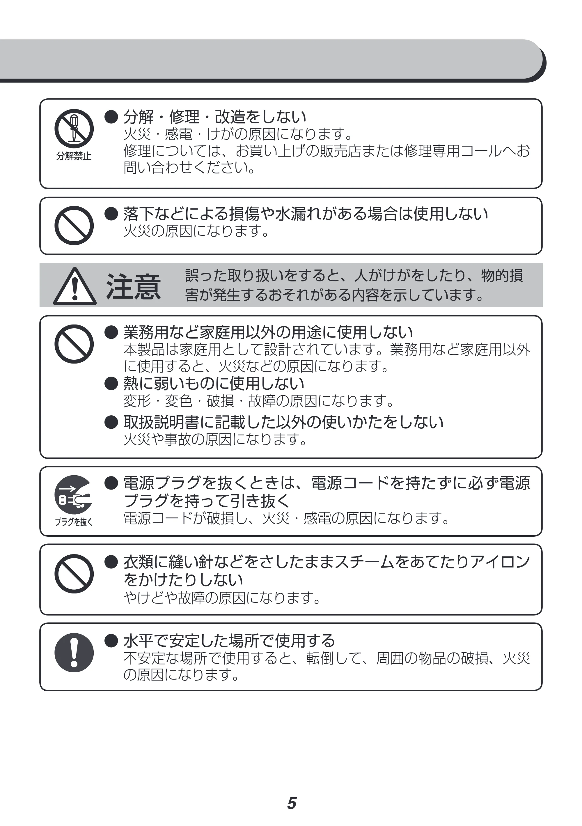 アイリスオーヤマ IRS-01-WS 取扱説明書 — 原本ページ — 5ページ