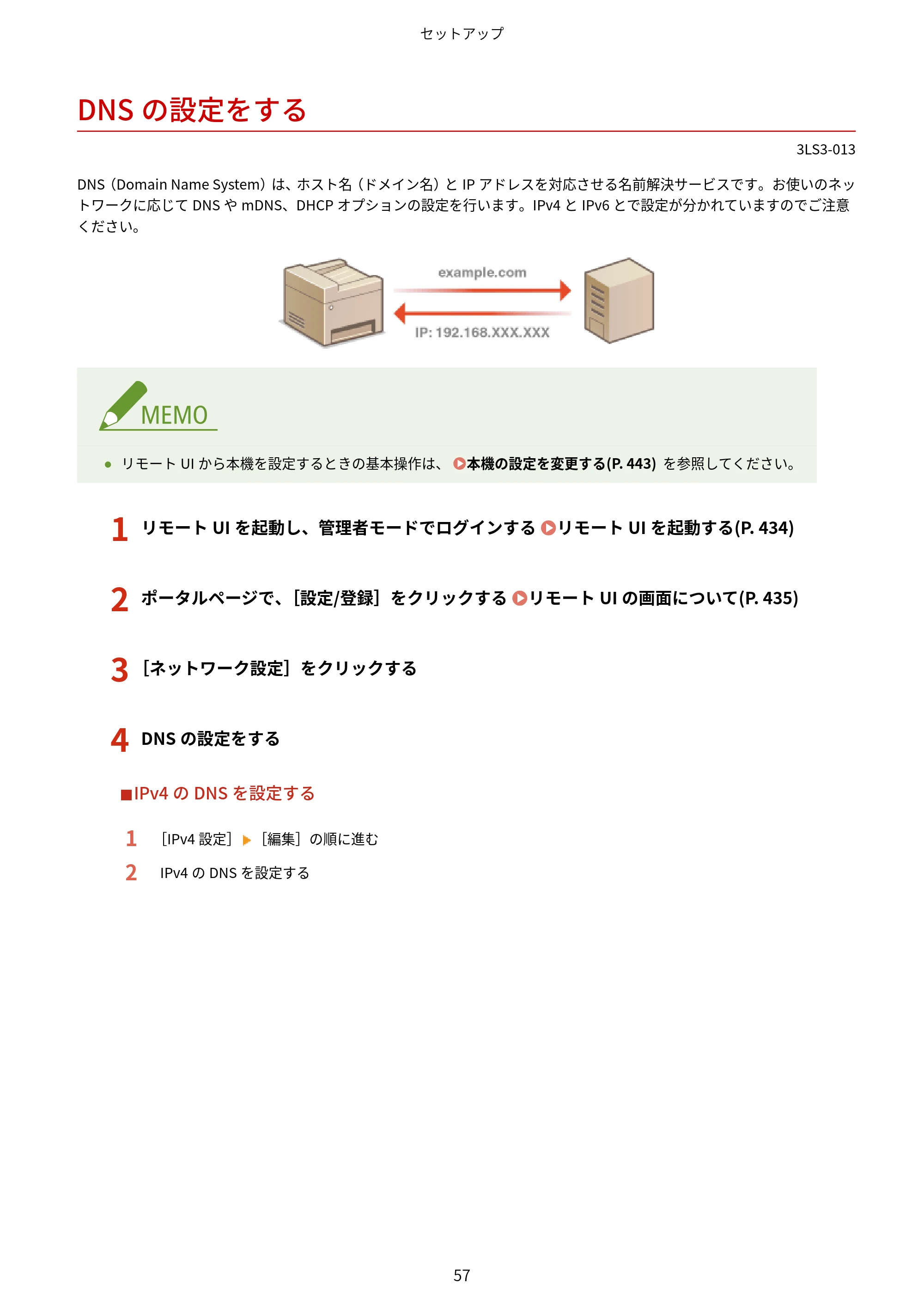 キヤノン MF745Cdw・MF743Cdw・MF741Cdw・MF644Cdw・MF642Cdw ユーザーズガイド 2021年12月2日掲載(PDF:6.75MB) — DNSの設定をする — 原本ページ — 65ページ