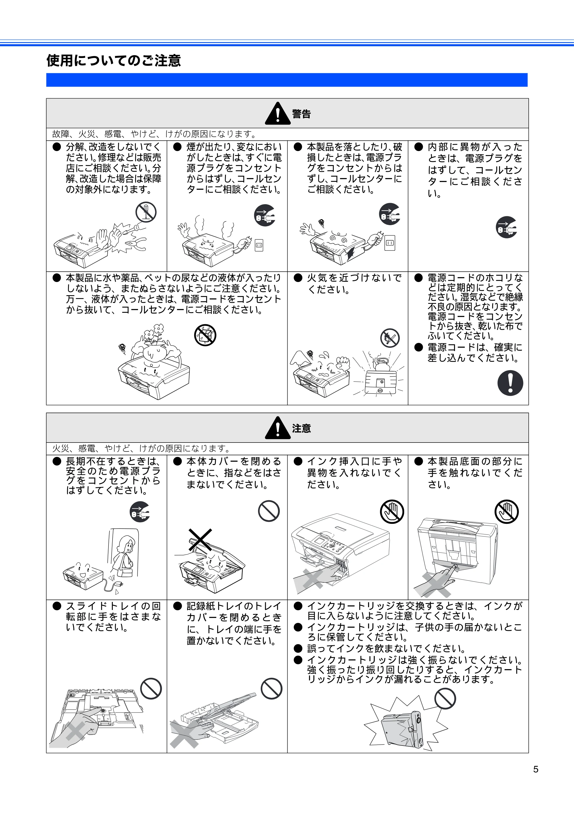 ブラザー DCP-750CN / DCP-750CNU かんたん設置ガイド — 使用についてのご注意 — 原本ページ — 7ページ