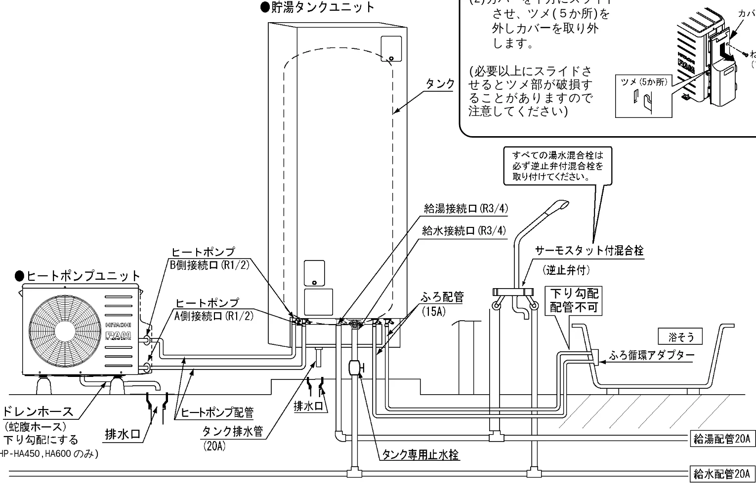 日立 BHP-F37EUK / BHP-F46EUK 工事説明書 — 標準配管例 — 図版 9-1 — 9ページ