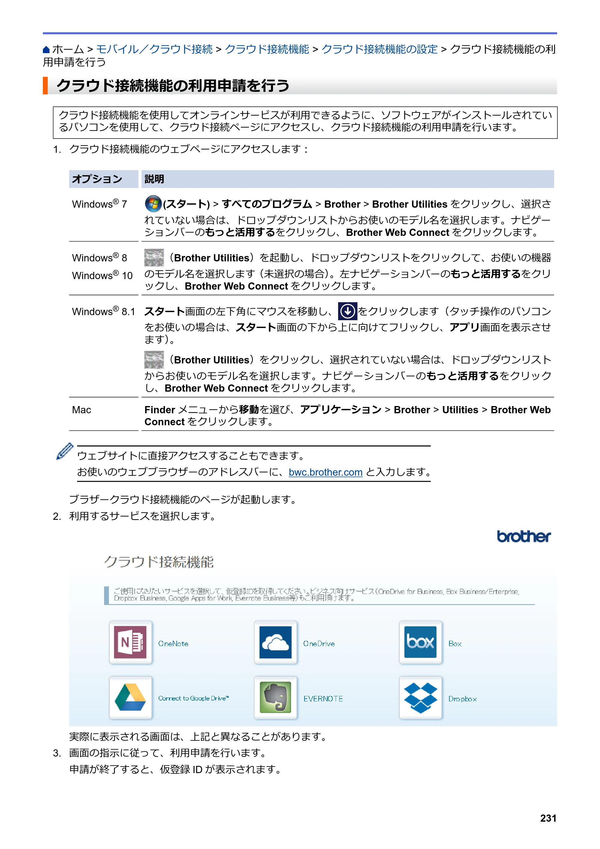 ブラザー DCP-J572N / DCP-J972N / DCP-J973N-B/W ユーザーズガイド（印刷用） ～パソコン活用＆ネットワーク～ — クラウド接続機能の利用申請を行う — 原本ページ — 236ページ