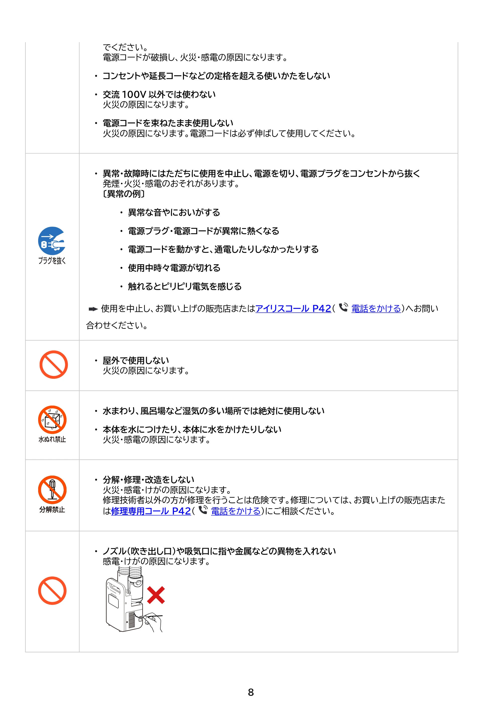 アイリスオーヤマ FK-EC2 取扱説明書 — 原本ページ — 8ページ