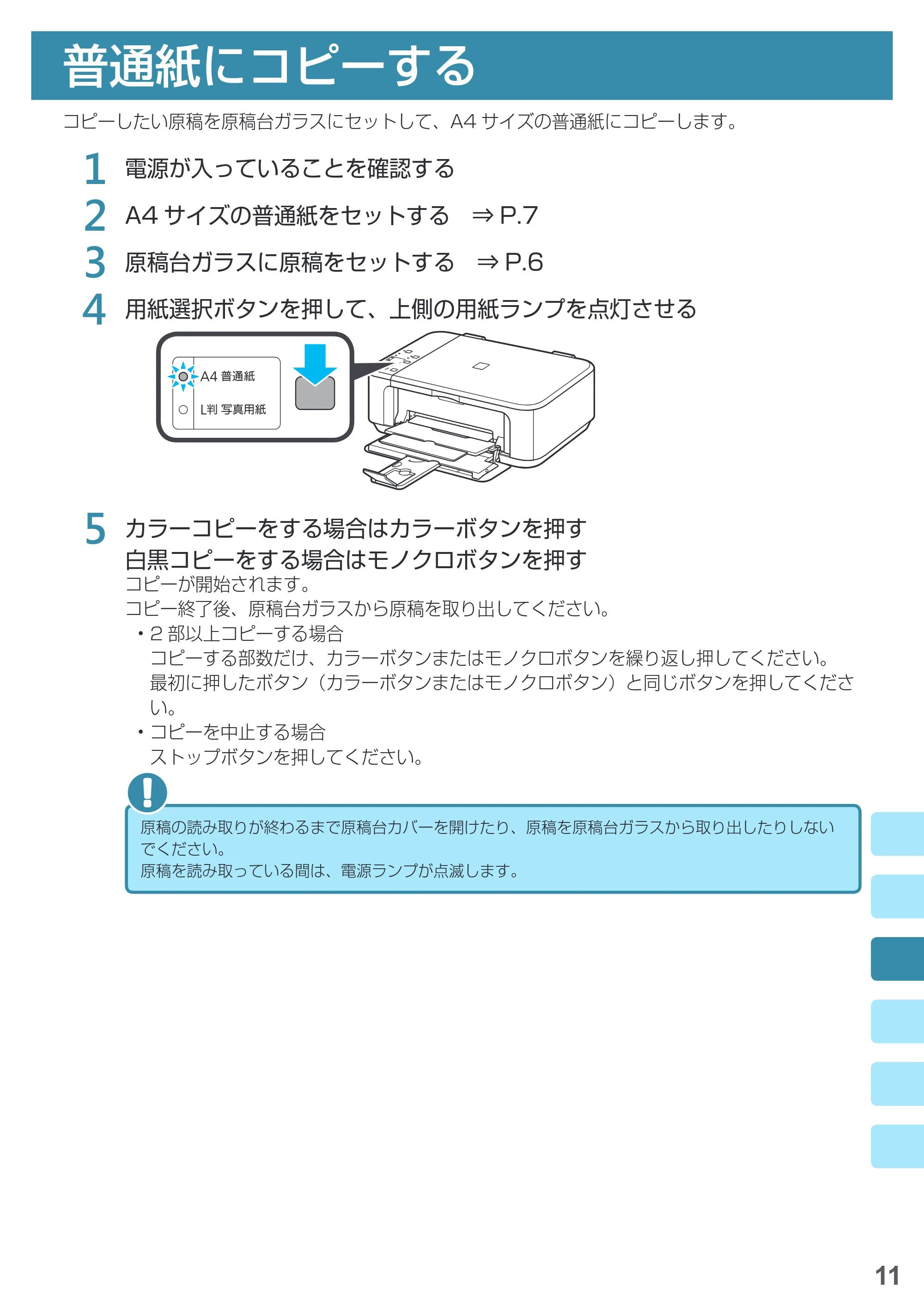 キヤノン PIXUS MG3630 基本操作マニュアル（PDF：3.26MB） — コピー／印刷／スキャンする — 原本ページ — 13ページ