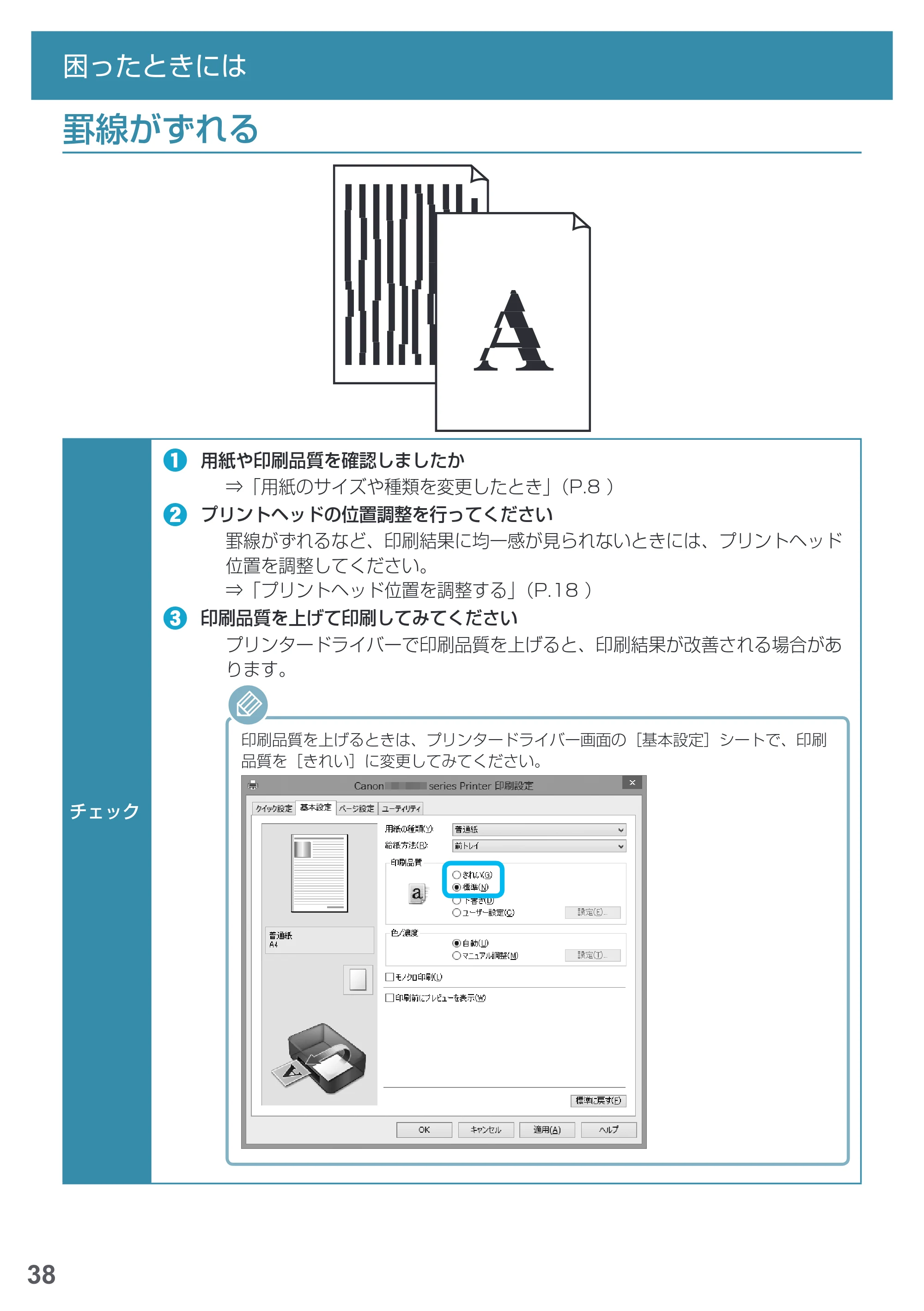キヤノン PIXUS MG3630 基本操作マニュアル（PDF：3.26MB） — 罫線がずれる — 原本ページ — 40ページ
