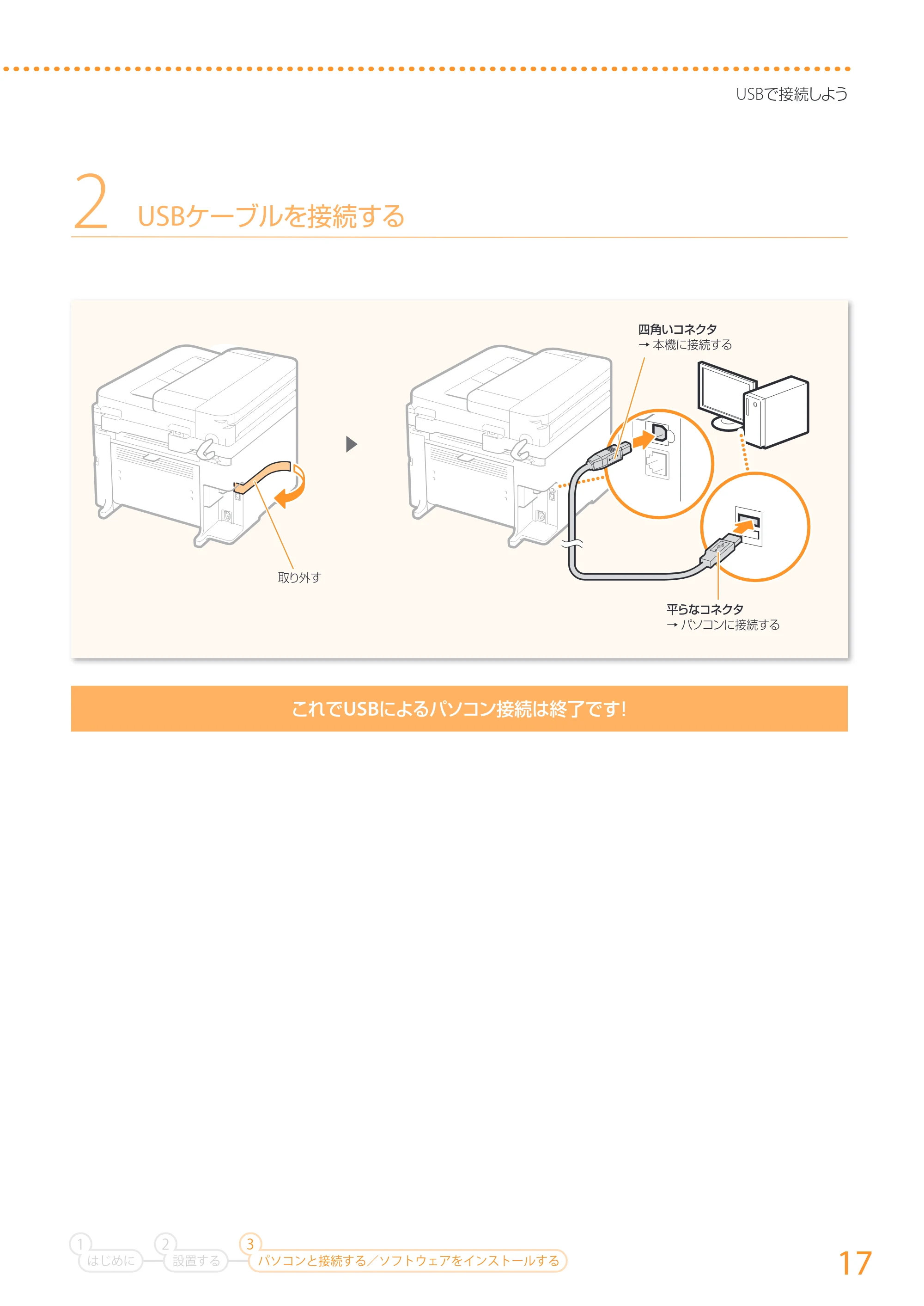 キヤノン MF244dw/MF242dw/MF232w かんたん設置ガイド 2017年8月3日掲載(PDF:15.4MB) — 原本ページ — 17ページ