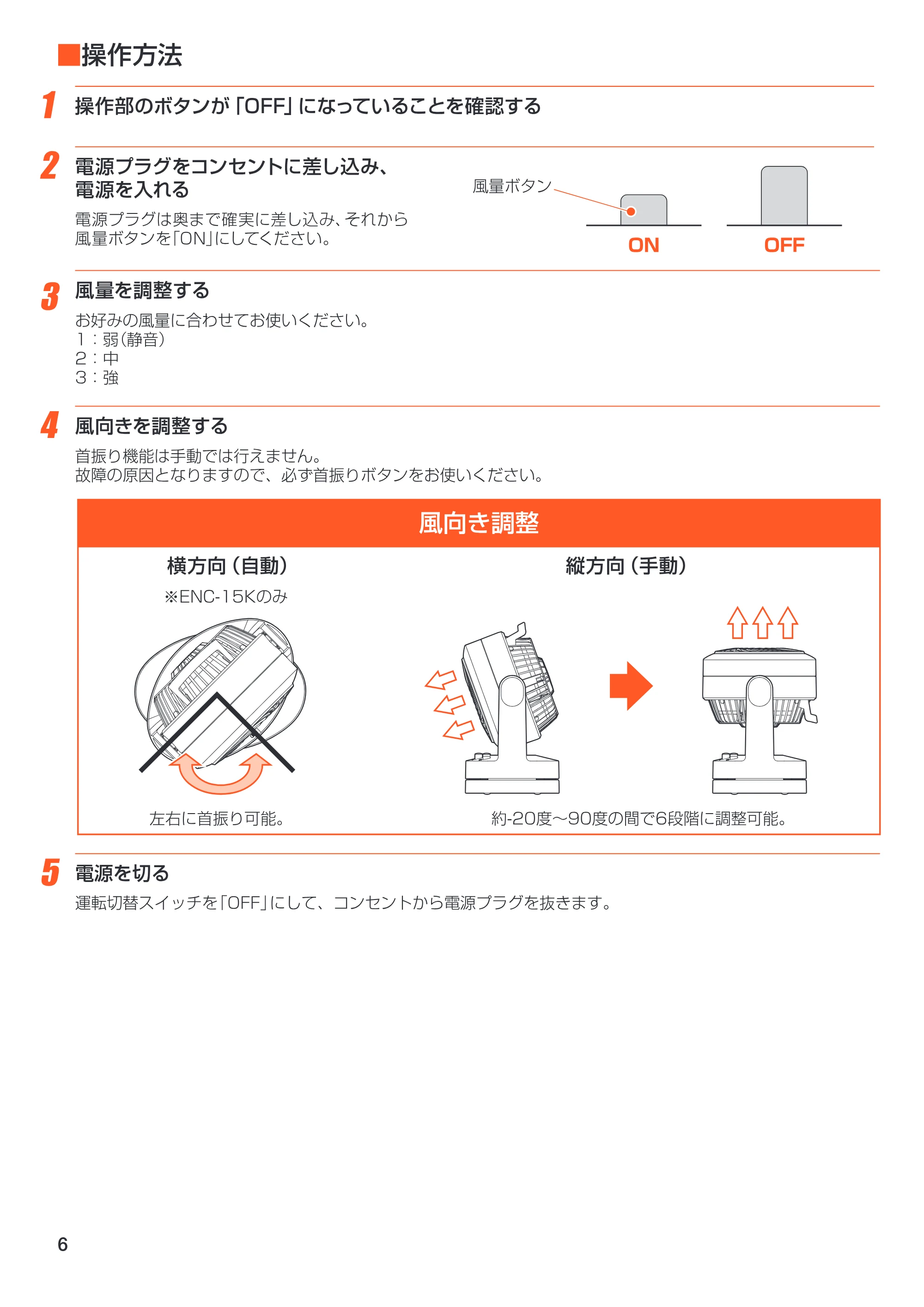 アイリスオーヤマ ENC-15 取扱説明書 — 06 — 原本ページ — 6ページ