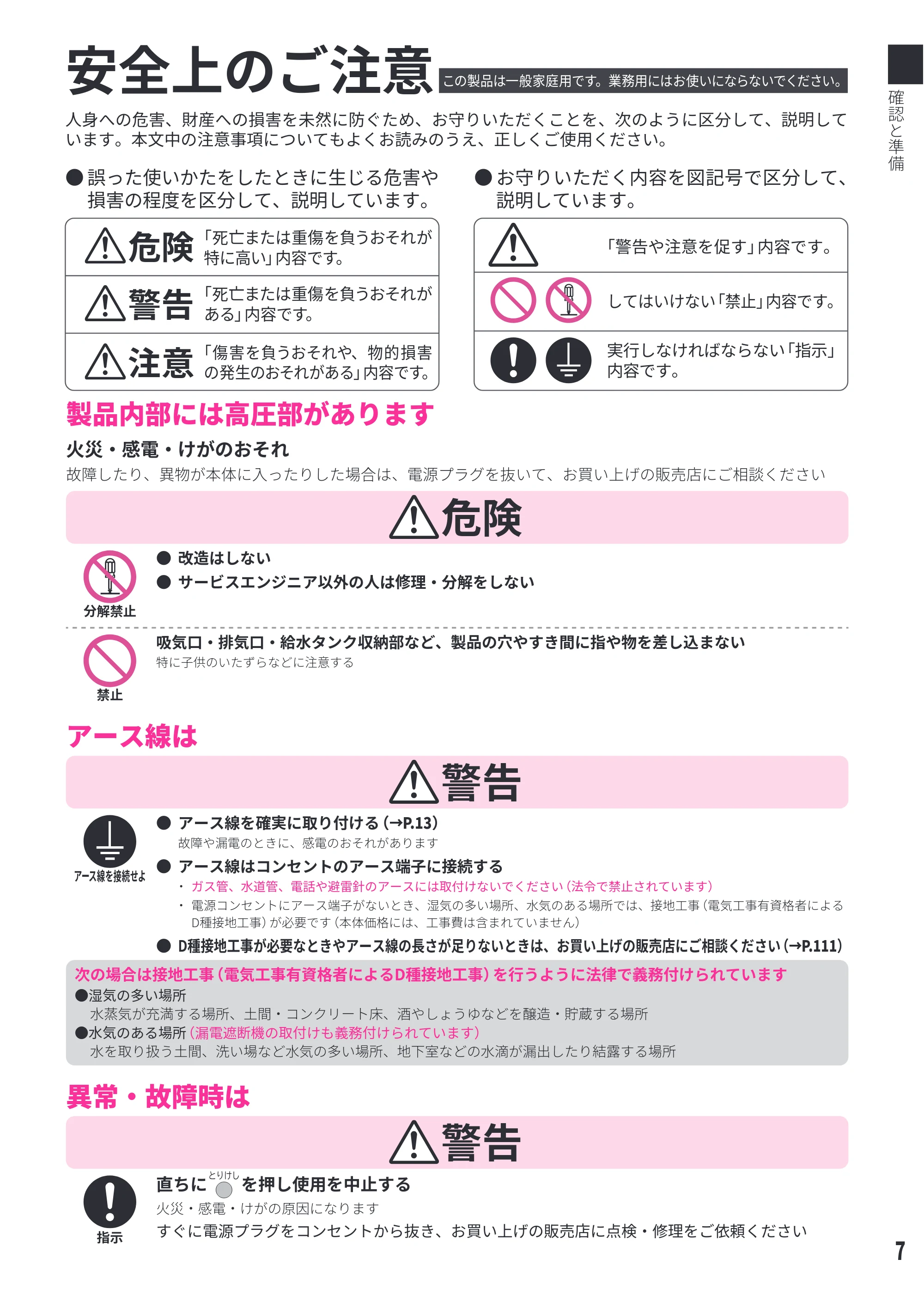 日立 MRO-W1E 取扱説明書 — 安全上のご注意 — 原本ページ — 7ページ