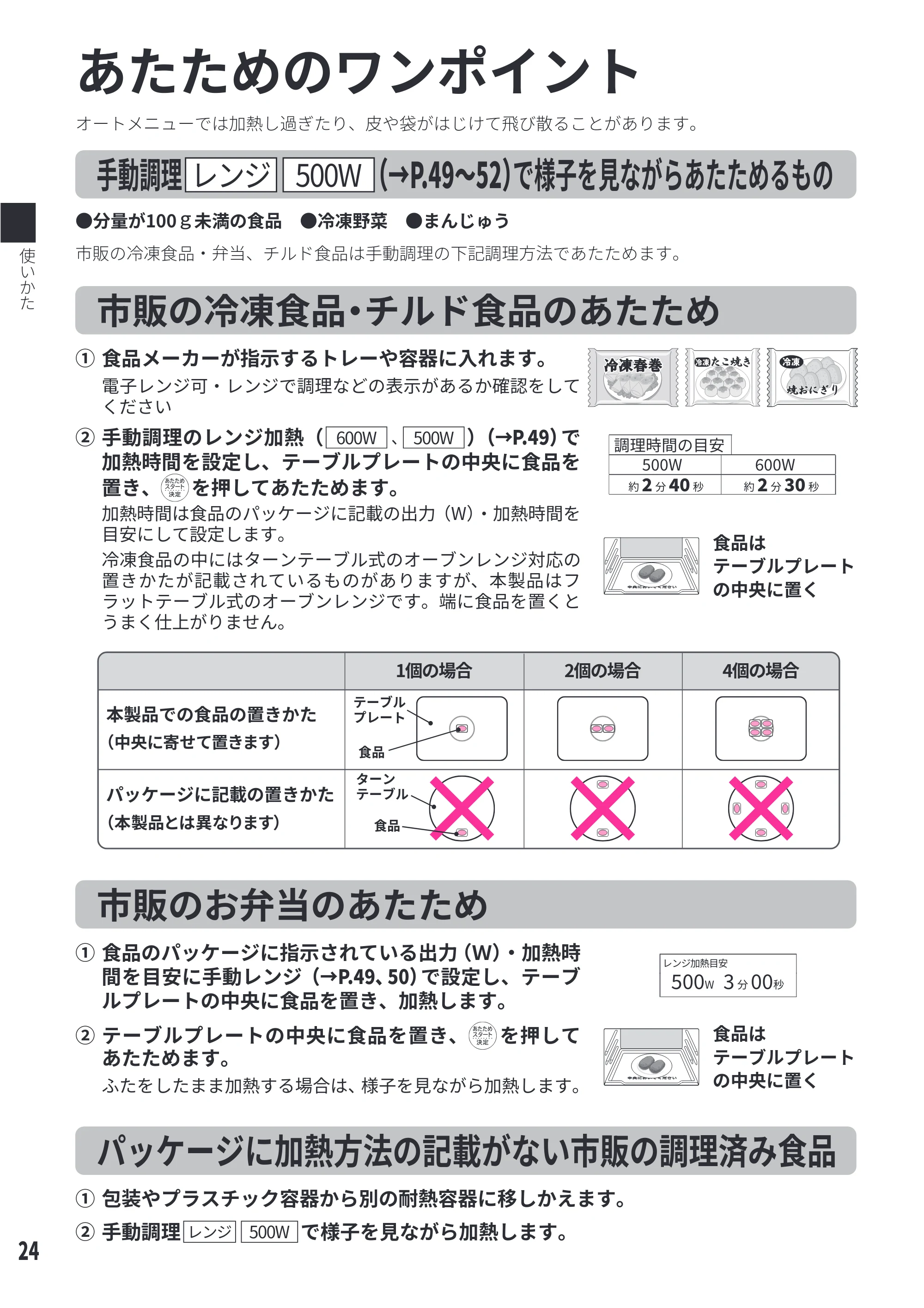 日立 MRO-W1E 取扱説明書 — あたためのワンポイント — 原本ページ — 24ページ