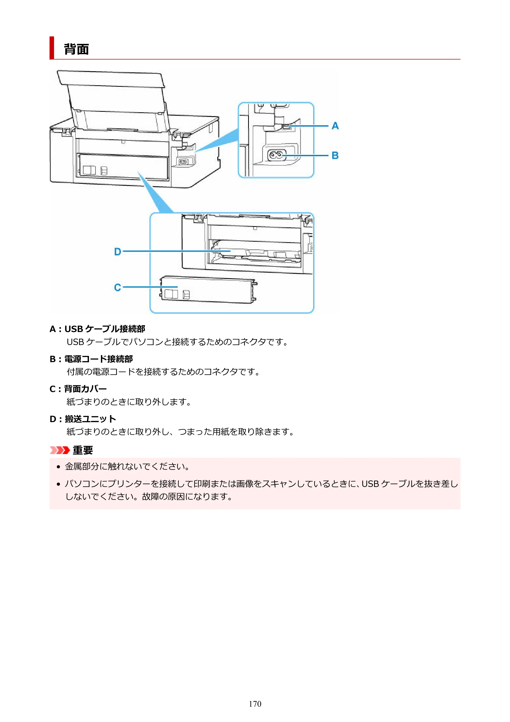 キヤノン PIXUS TS8530 オンラインマニュアル PDF版（Windows版） — 背面 — 原本ページ — 170ページ