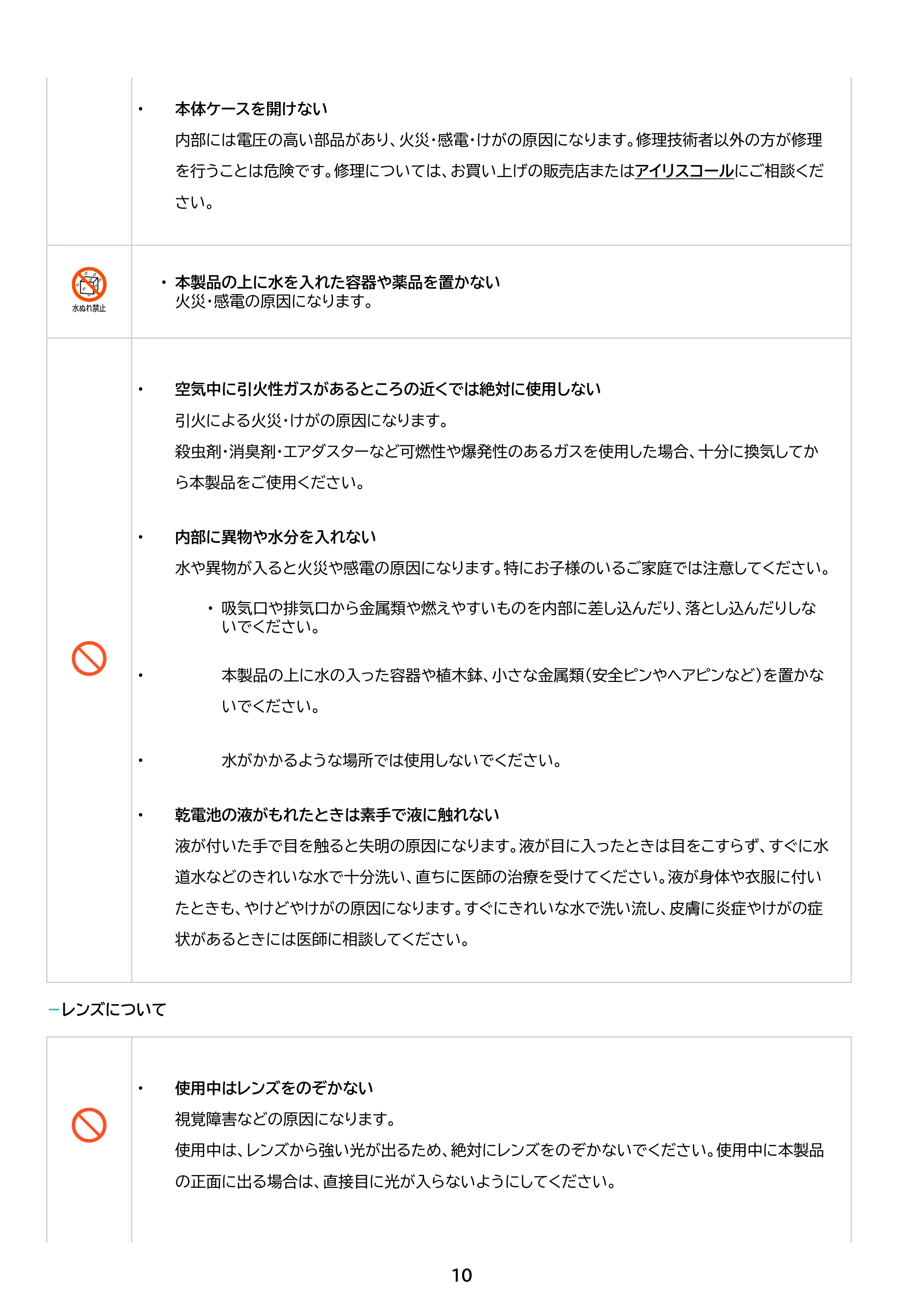 アイリスオーヤマ IP-AW400W 取扱説明書 — 原本ページ — 10ページ