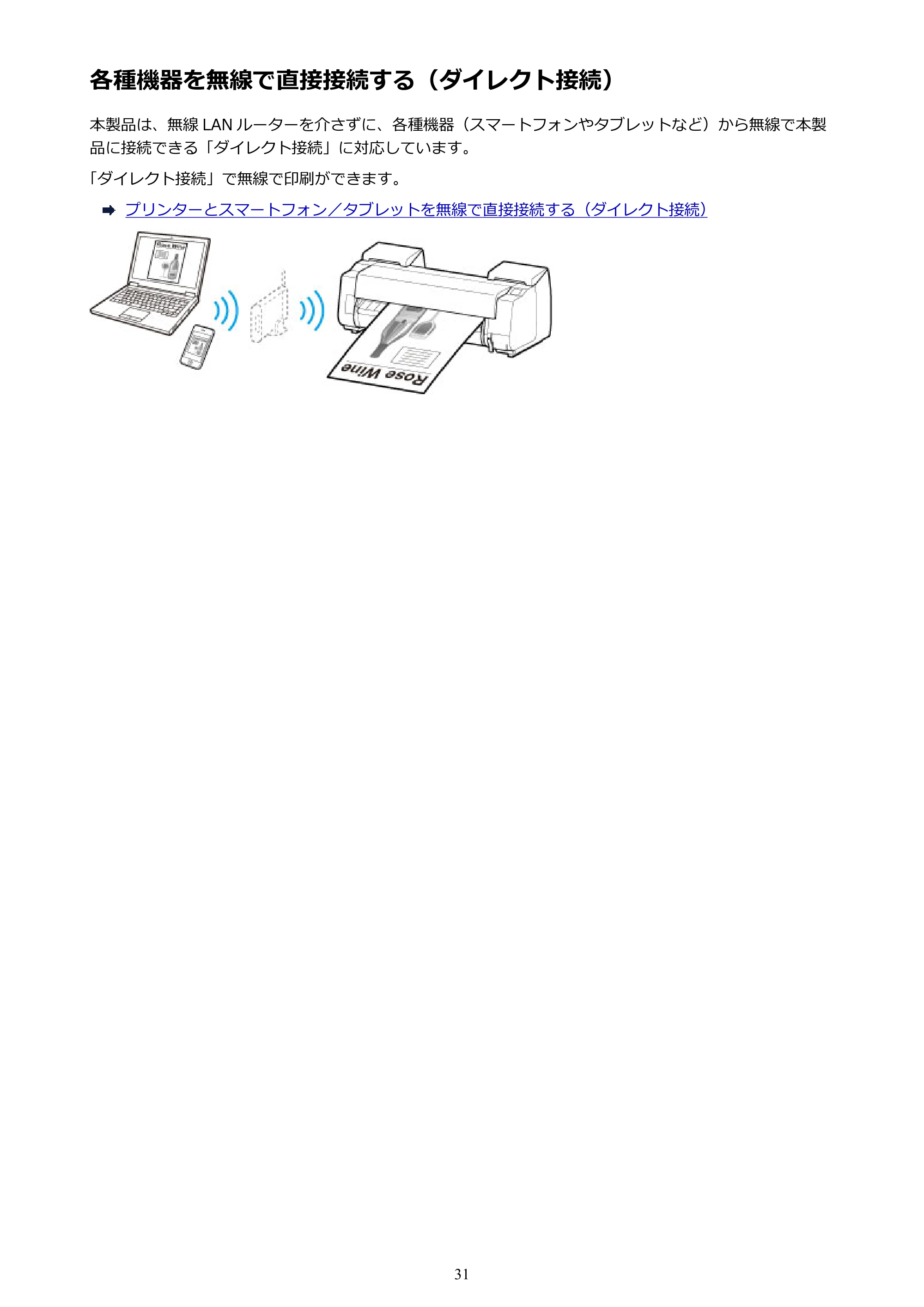 キヤノン PRO-4000S imagePROGRAF PRO-4000S (PDF) 電子マニュアル (Mac版) 2021年7月1日掲載(PDF:13.6MB) — 各種機器を無線で直接接続する(ダイレクト接続) — 原本ページ — 31ページ