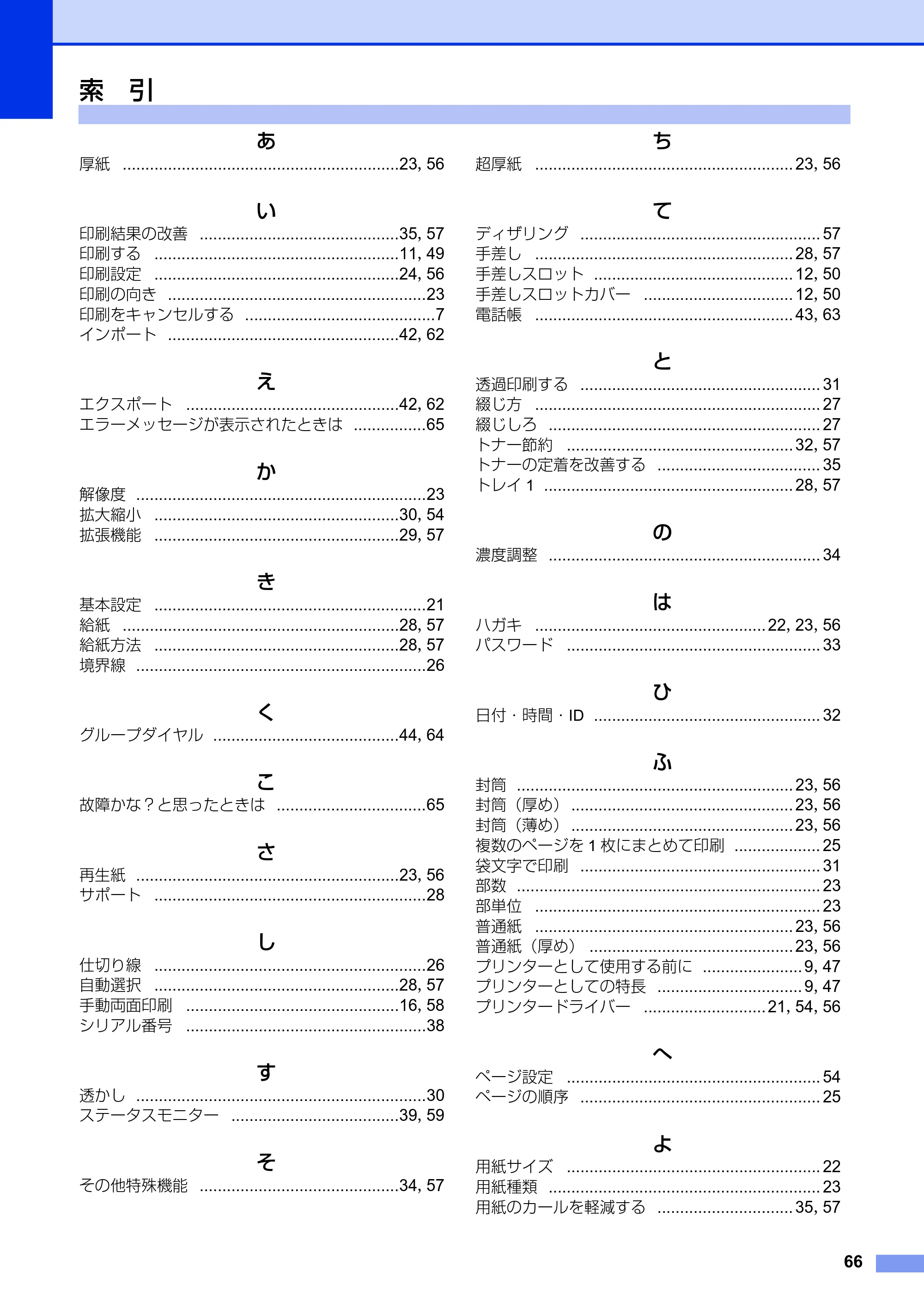 ブラザー FAX-2840 ユーザーズガイド ~パソコン活用編~ — 索 引 — 原本ページ — 67ページ