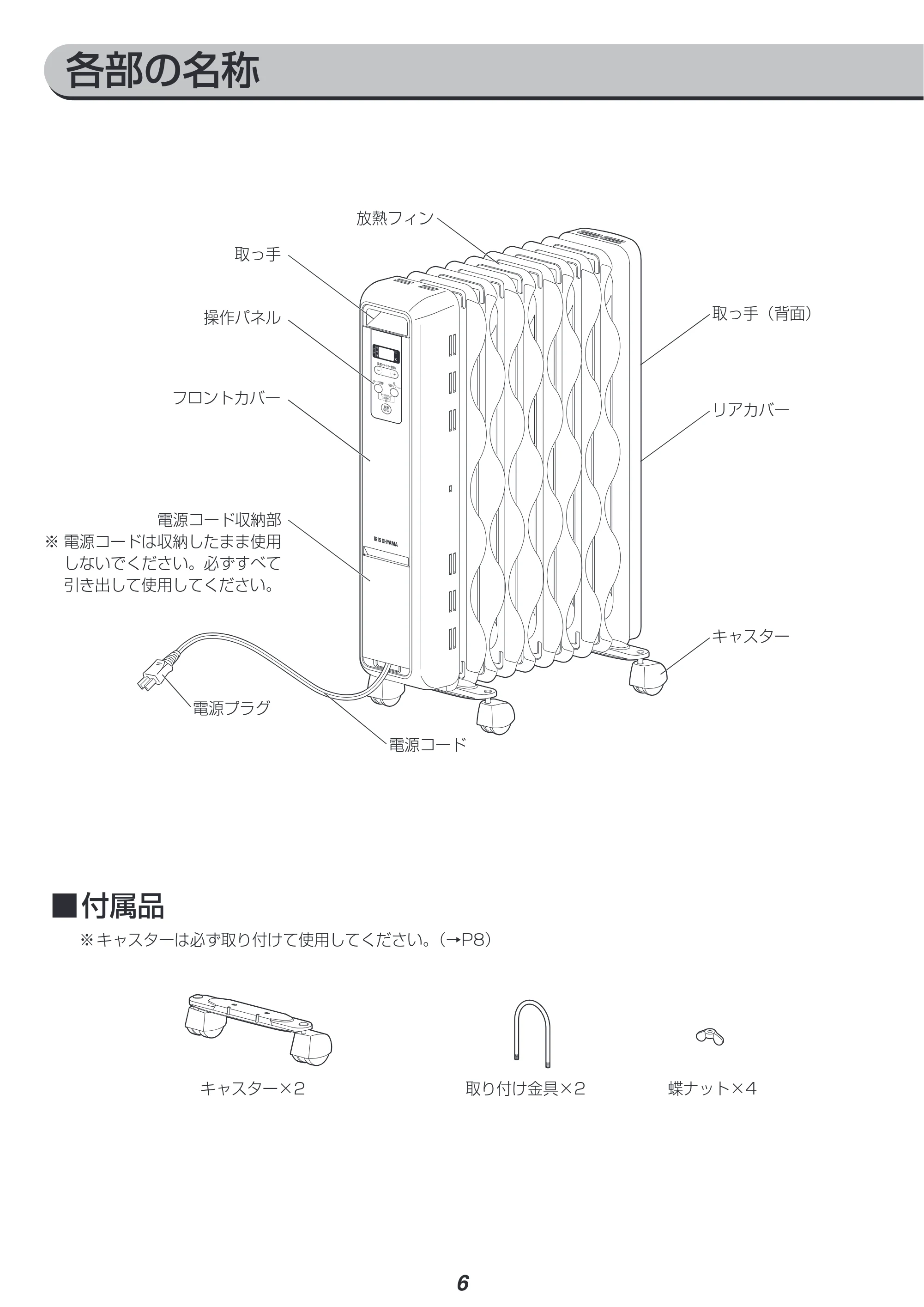 アイリスオーヤマ KIWH2-1210M 取扱説明書 — 原本ページ — 6ページ