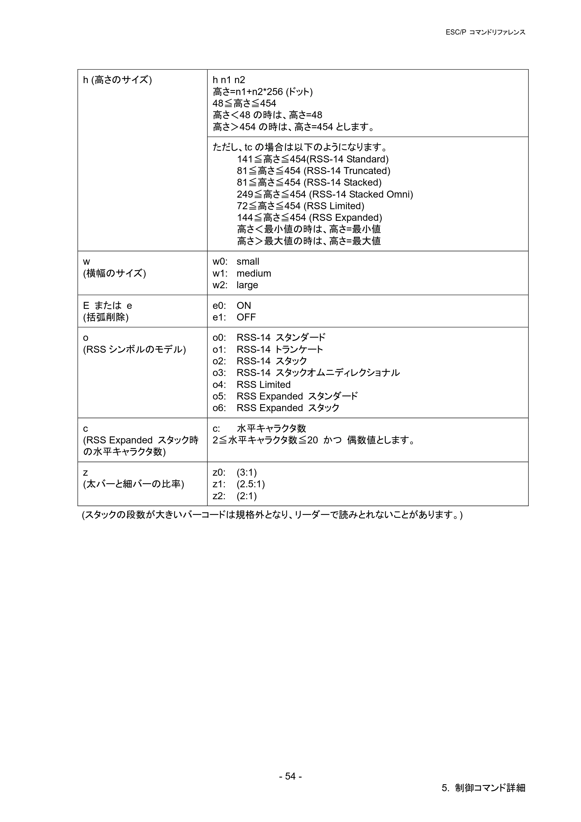 ブラザー PT-P900W / PT-P950NW ESC/Pコマンドリファレンス — 原本ページ — 59ページ