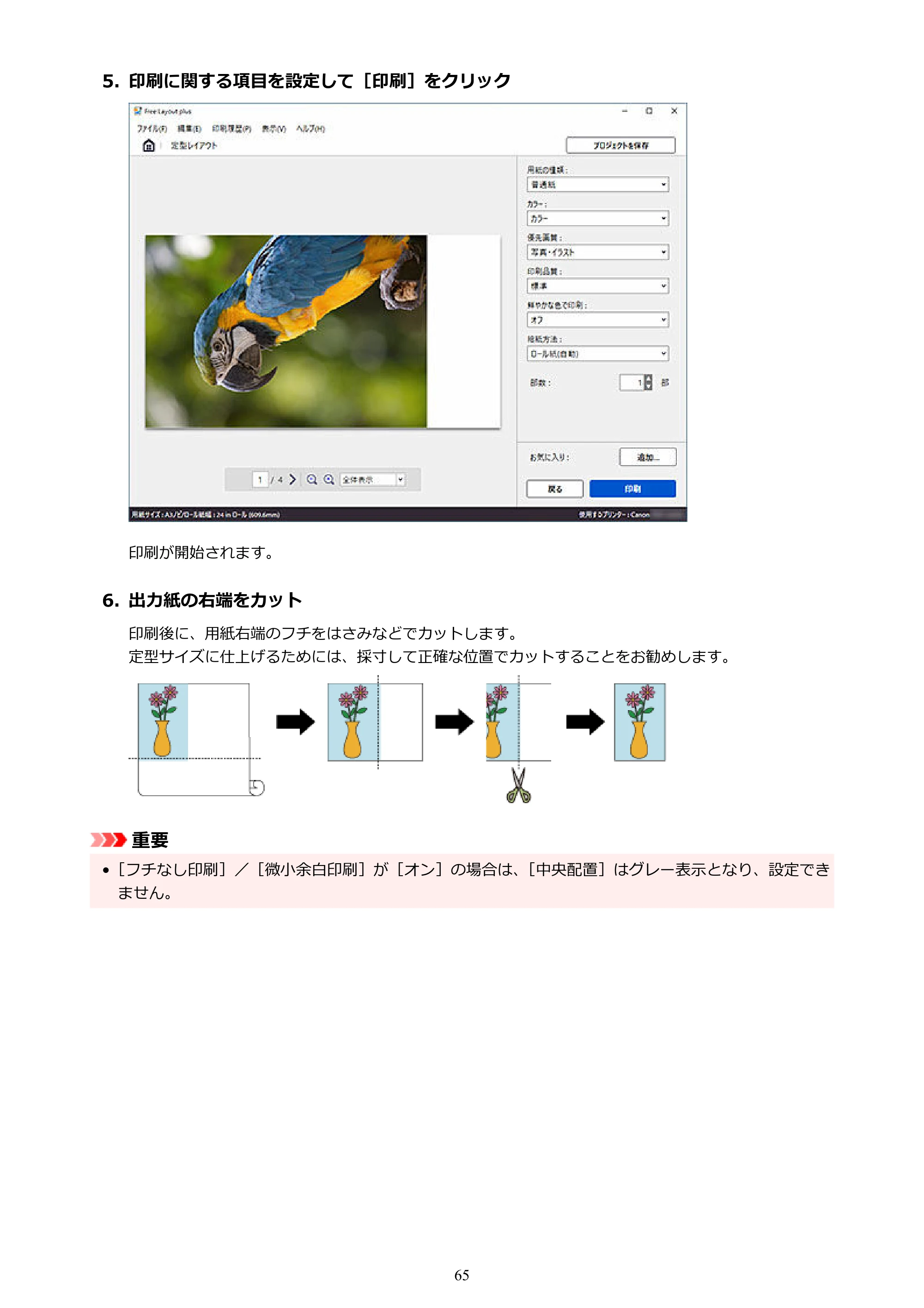 キヤノン PRO-2000 / PRO-2100 / PRO-4000 Free Layout Plus 用ガイド（Windows版）2026年5月21日更新（PDF：1.93MB） — 原本ページ — 65ページ