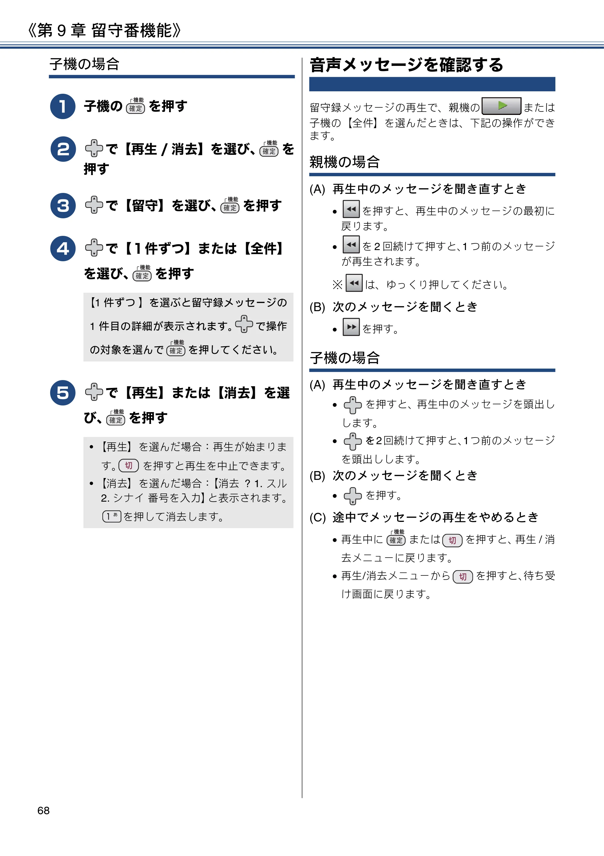 ブラザー MFC-J990DN / MFC-J990DWN / MFC-J730DN / MFC-J730DWN ユーザーズガイド ～基本編～ — 音声メッセージを確認する — 原本ページ — 68ページ