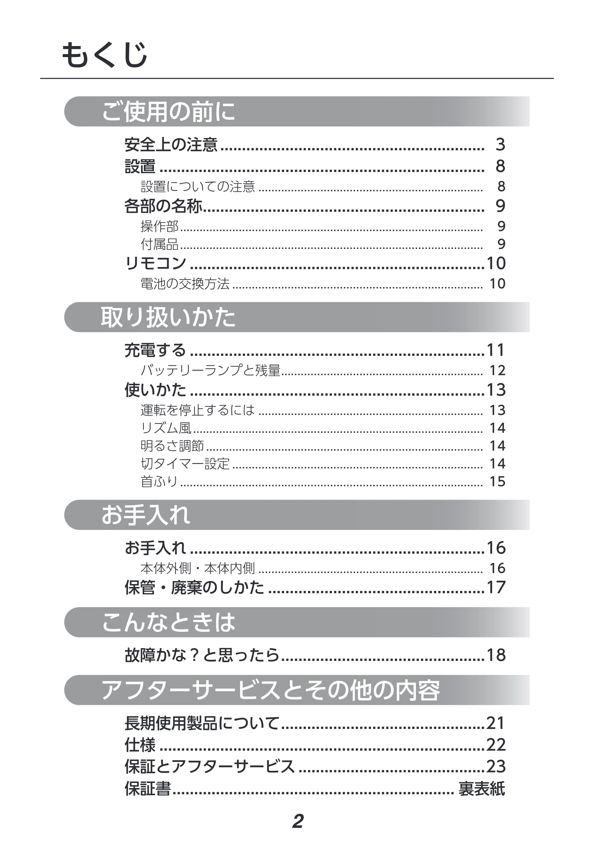アイリスオーヤマ PCF-SD15CH 取扱説明書 — 原本ページ — 2ページ