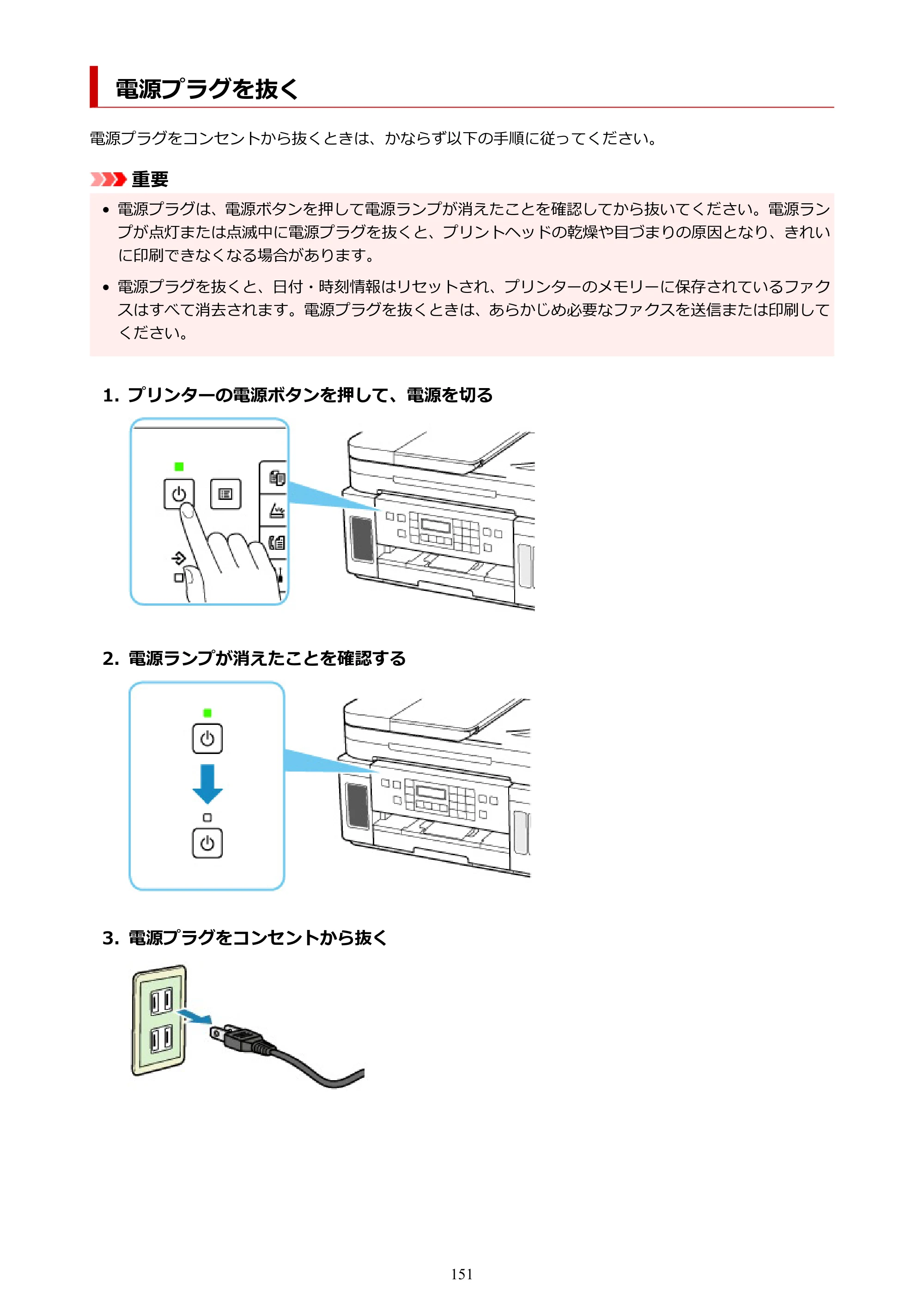 キヤノン G7030 オンラインマニュアル PDF版（Mac版） 2019年12月12日掲載（PDF：14.0MB） — 電源プラグを抜く — 原本ページ — 151ページ