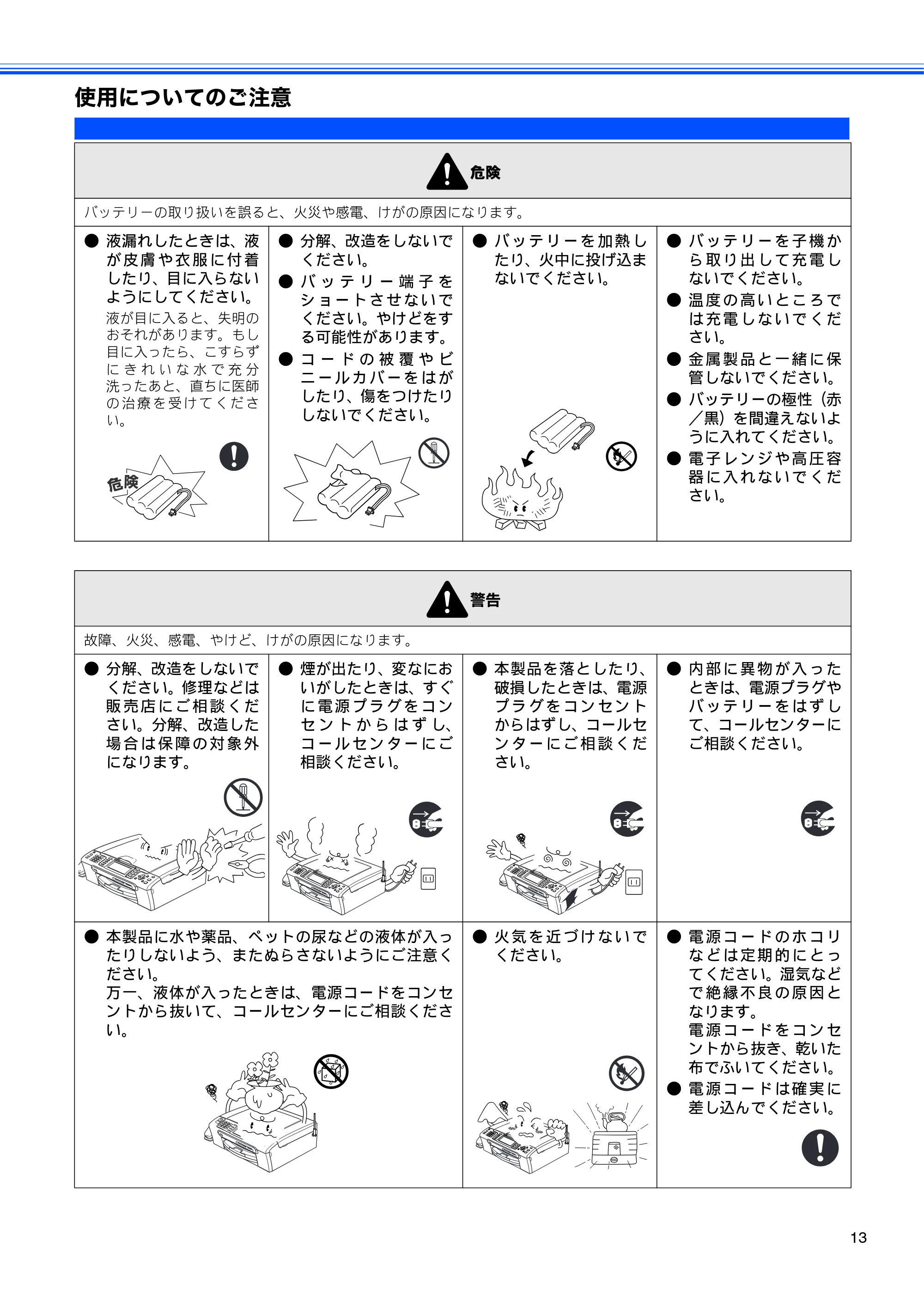 ブラザー MFC-850CDN / MFC-850CDWN / MFC-860CDN 取扱説明書(本体) — 使用についてのご注意 — 原本ページ — 15ページ
