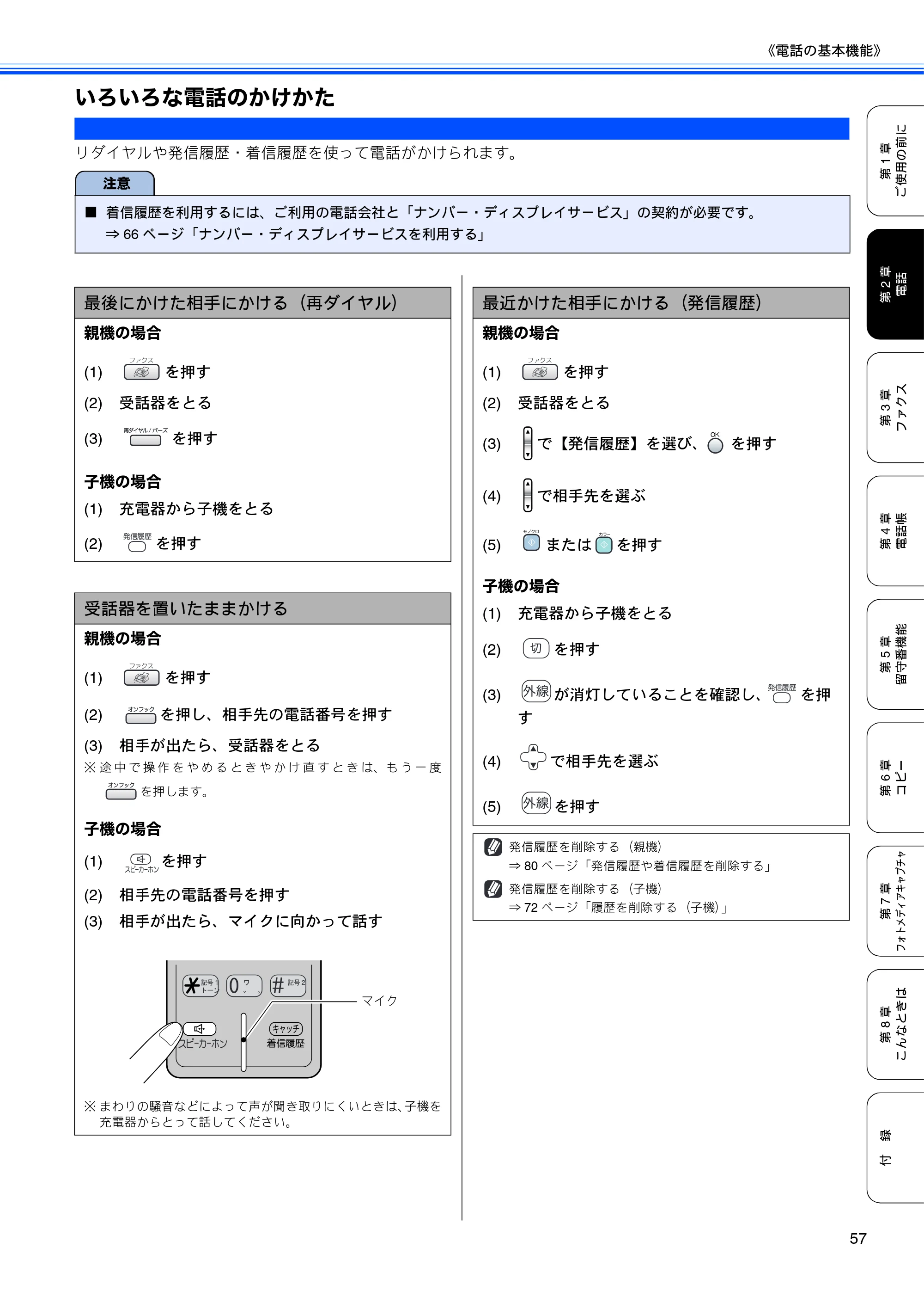 ブラザー MFC-850CDN / MFC-850CDWN / MFC-860CDN 取扱説明書(本体) — いろいろな電話のかけかた — 原本ページ — 59ページ