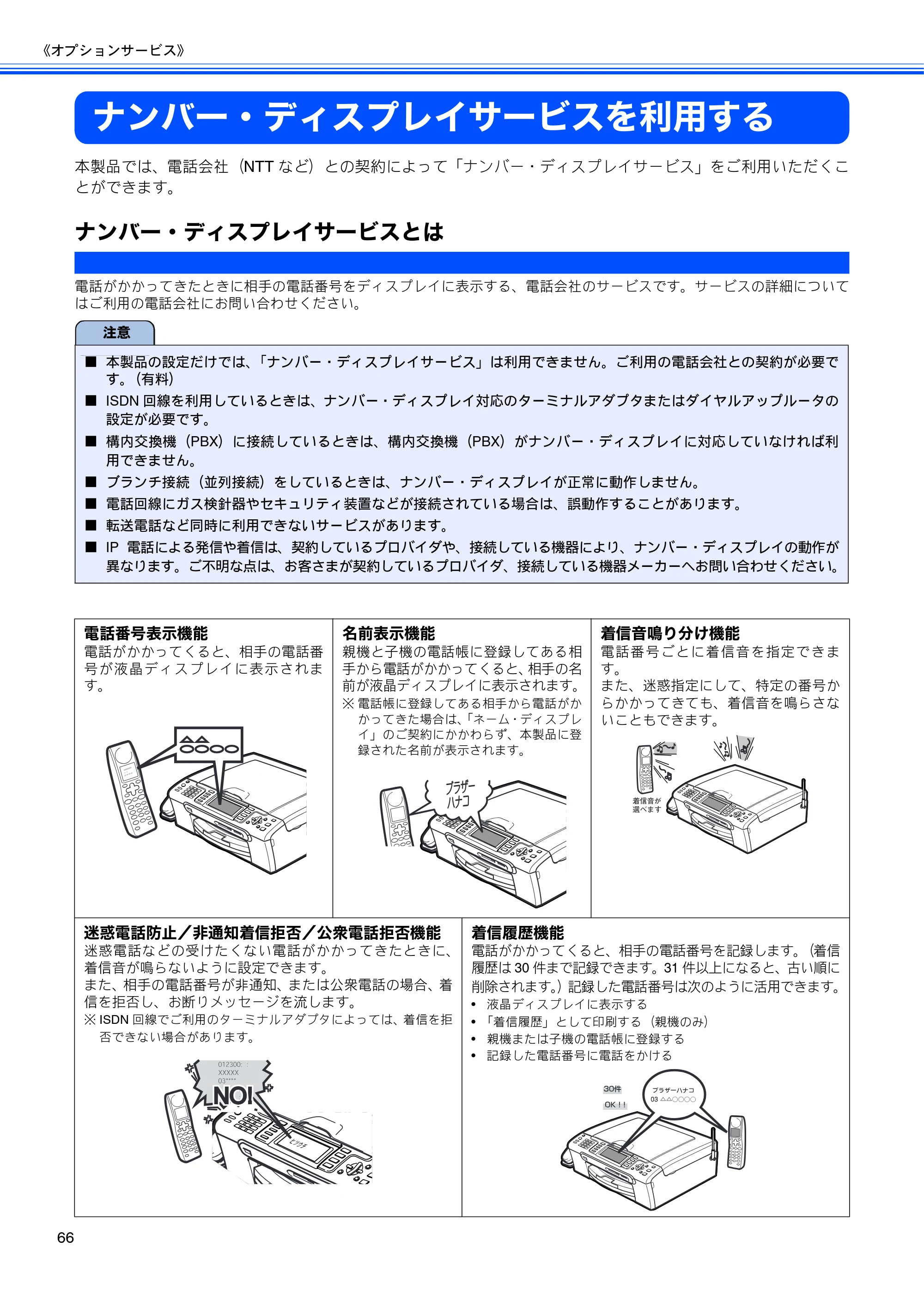 ブラザー MFC-850CDN / MFC-850CDWN / MFC-860CDN 取扱説明書(本体) — ナンバー・ディスプレイサービスを利用する — 原本ページ — 68ページ