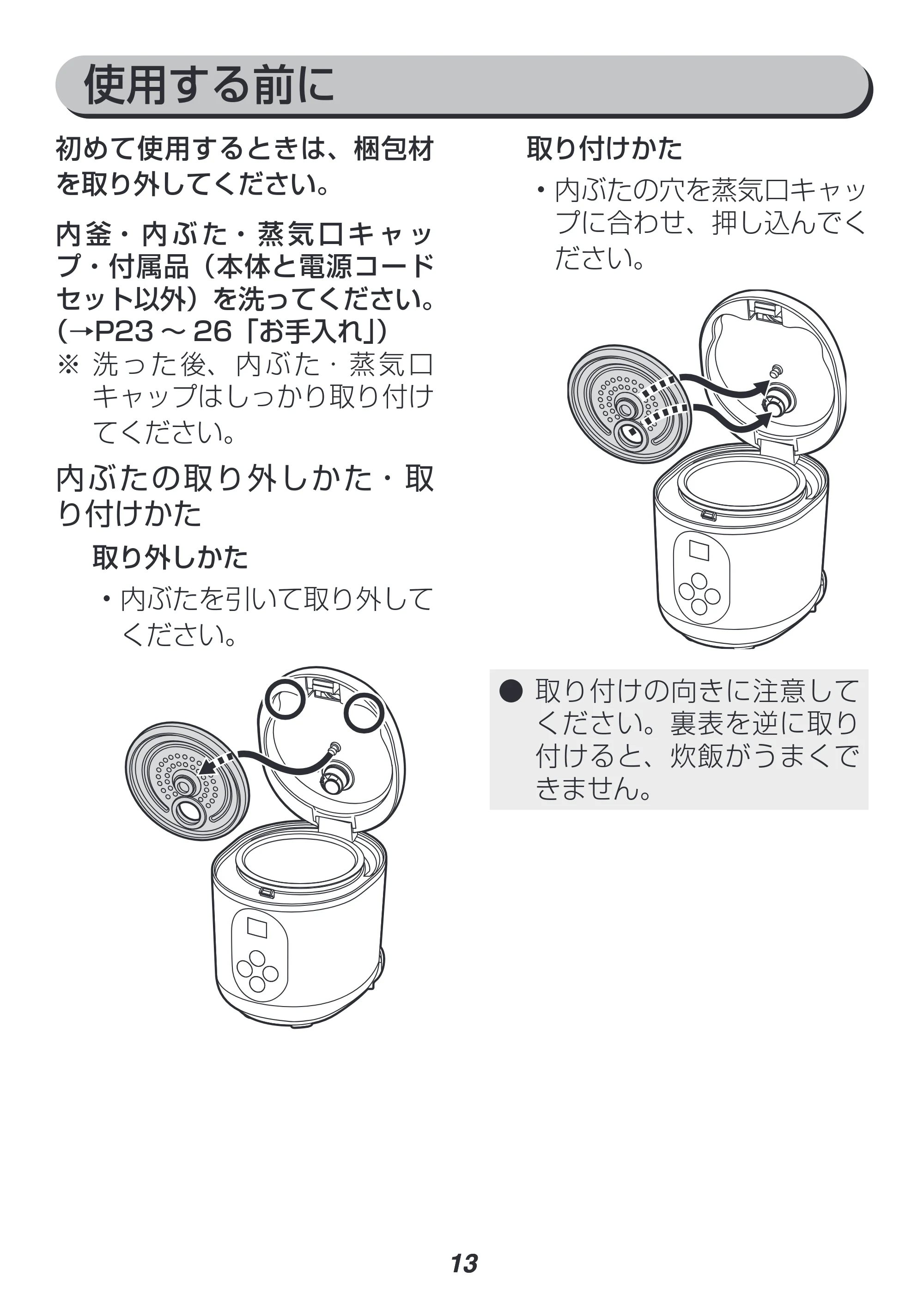 アイリスオーヤマ RC-MF15 取扱説明書 — 原本ページ — 13ページ