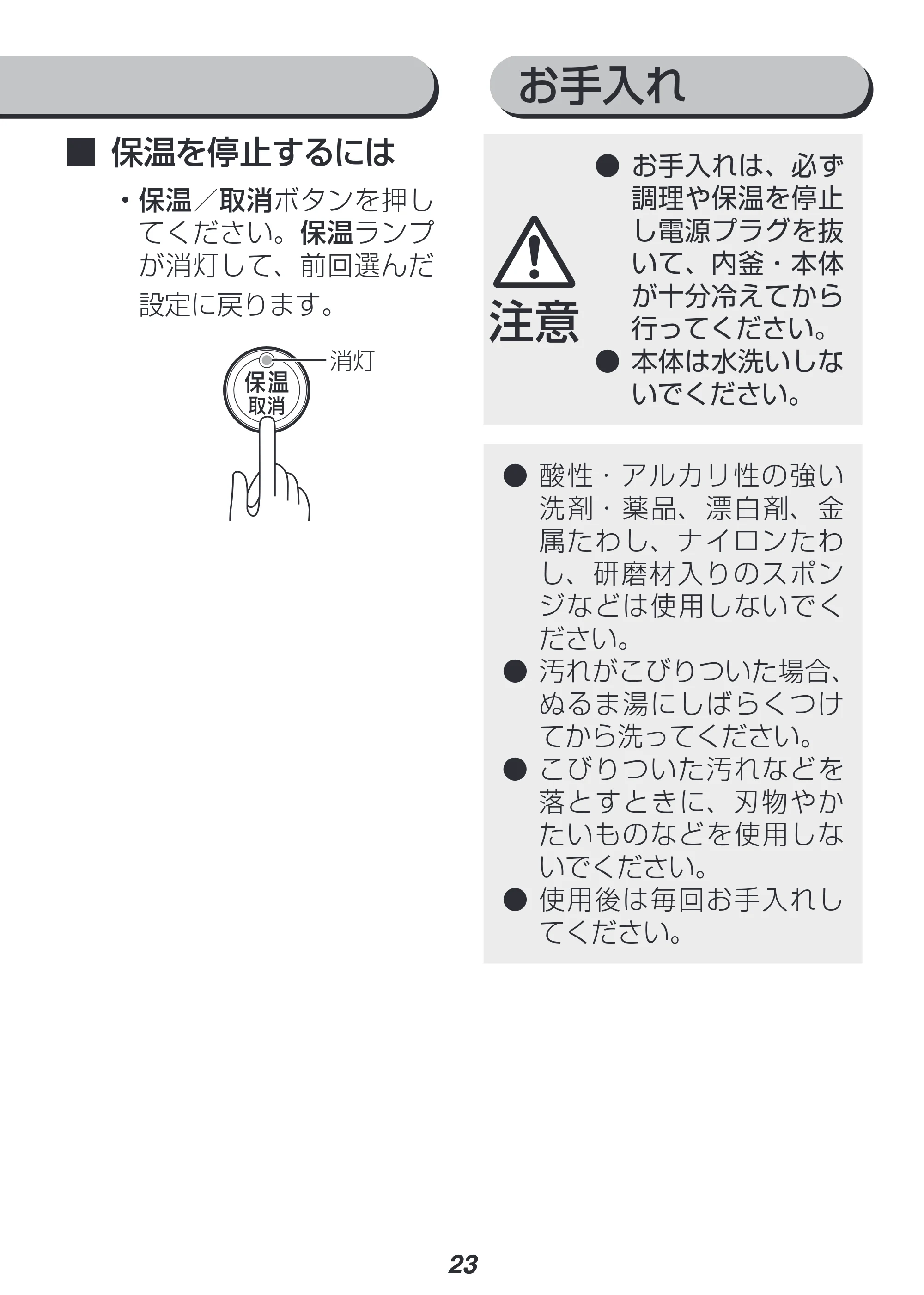 アイリスオーヤマ RC-MF15 取扱説明書 — 原本ページ — 23ページ