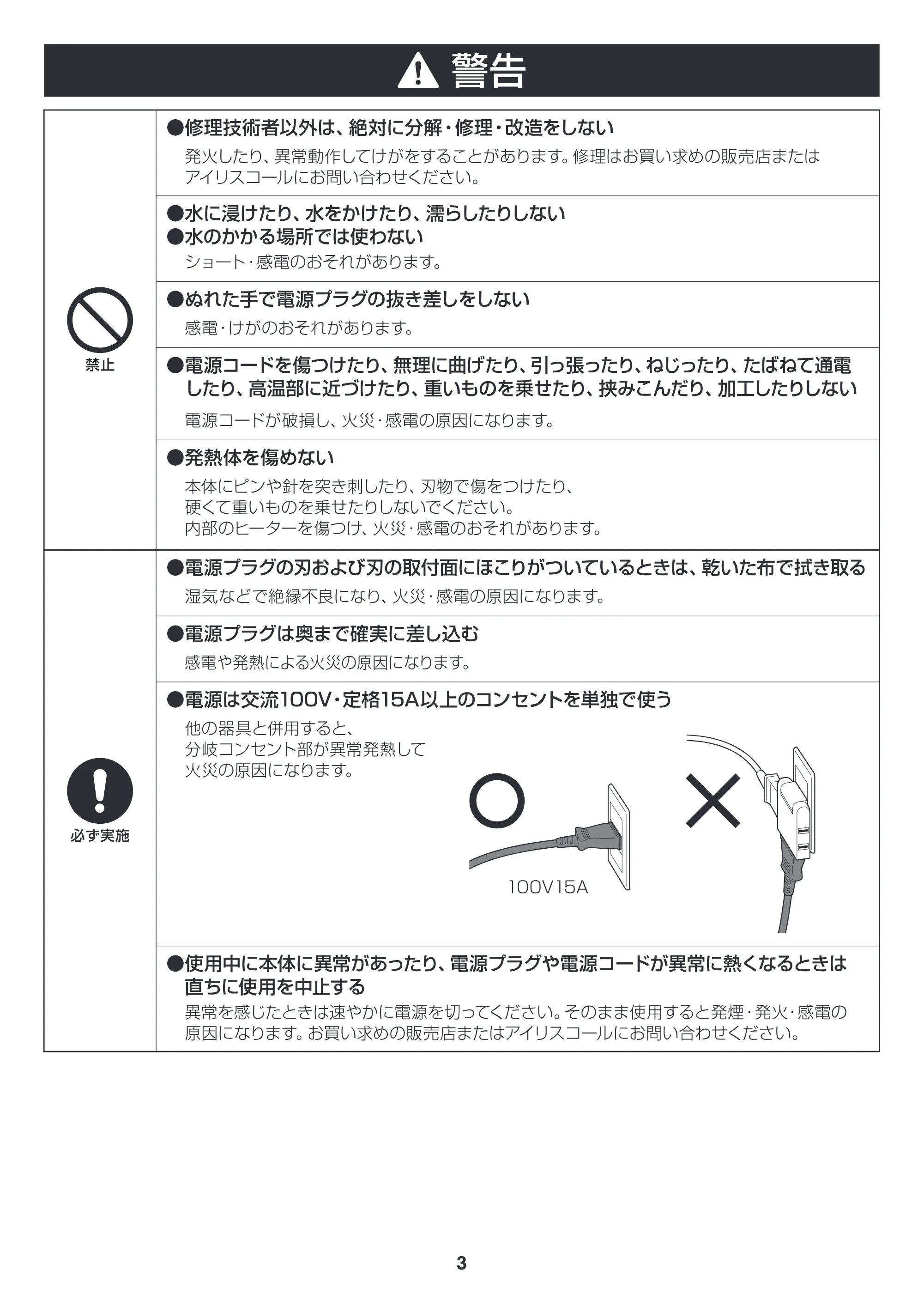 アイリスオーヤマ DEH-45 取扱説明書 — DEH45_P03 [更新済み] — 原本ページ — 3ページ