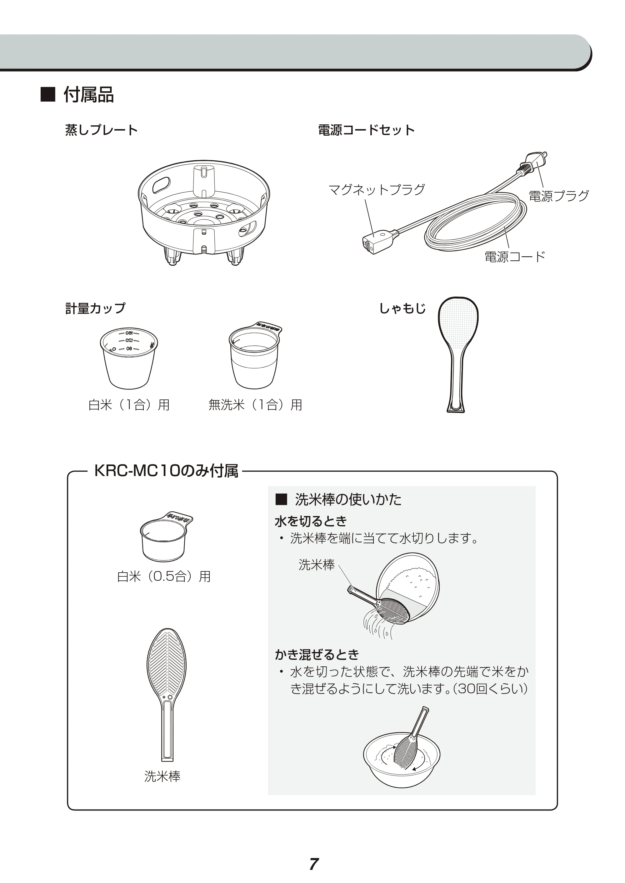 アイリスオーヤマ KRC-MC10 取扱説明書 — 原本ページ — 7ページ