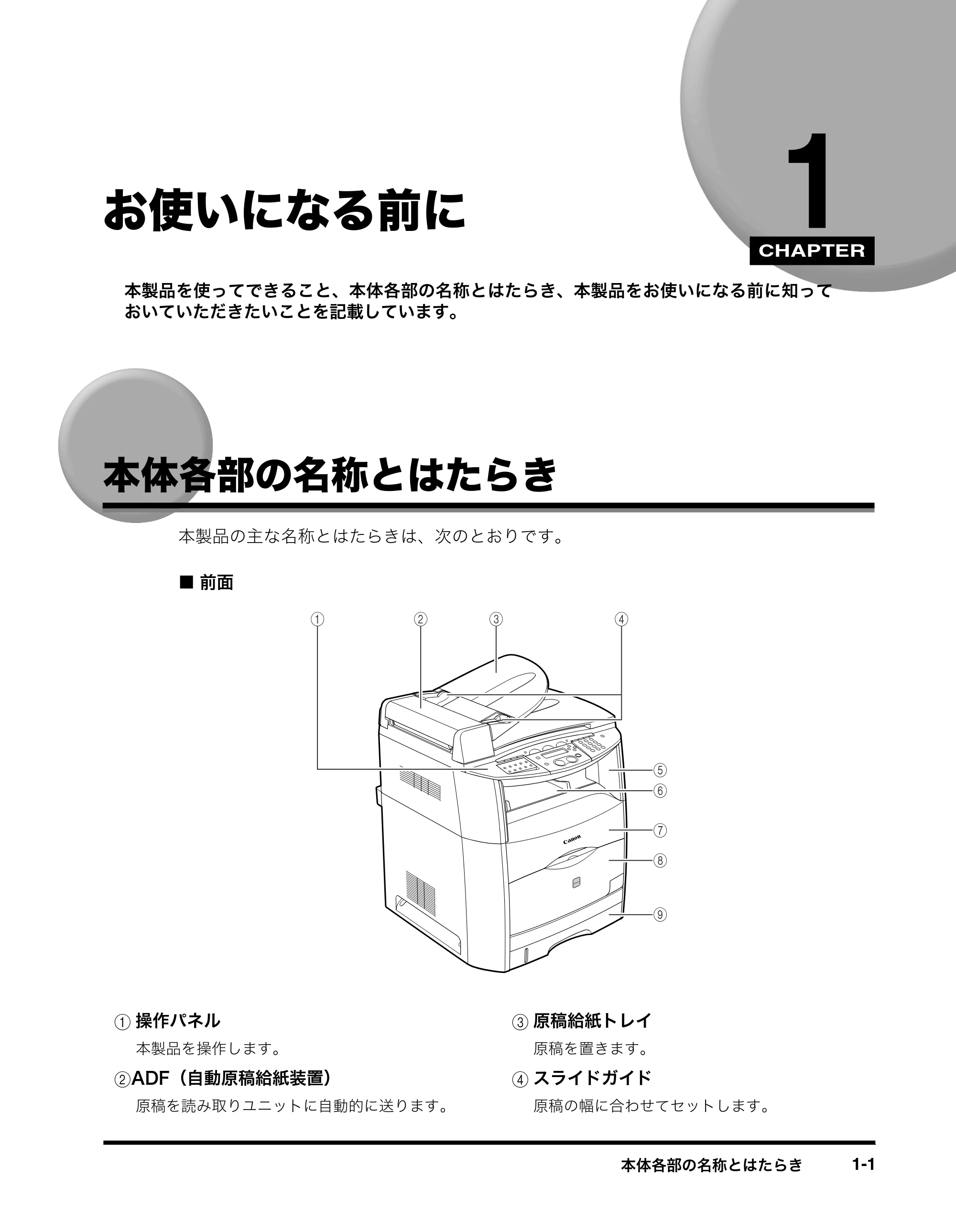 キヤノン MF8180 ユーザーズガイド （PDF形式／6.35Mバイト） — お使いになる前に — 原本ページ — 22ページ