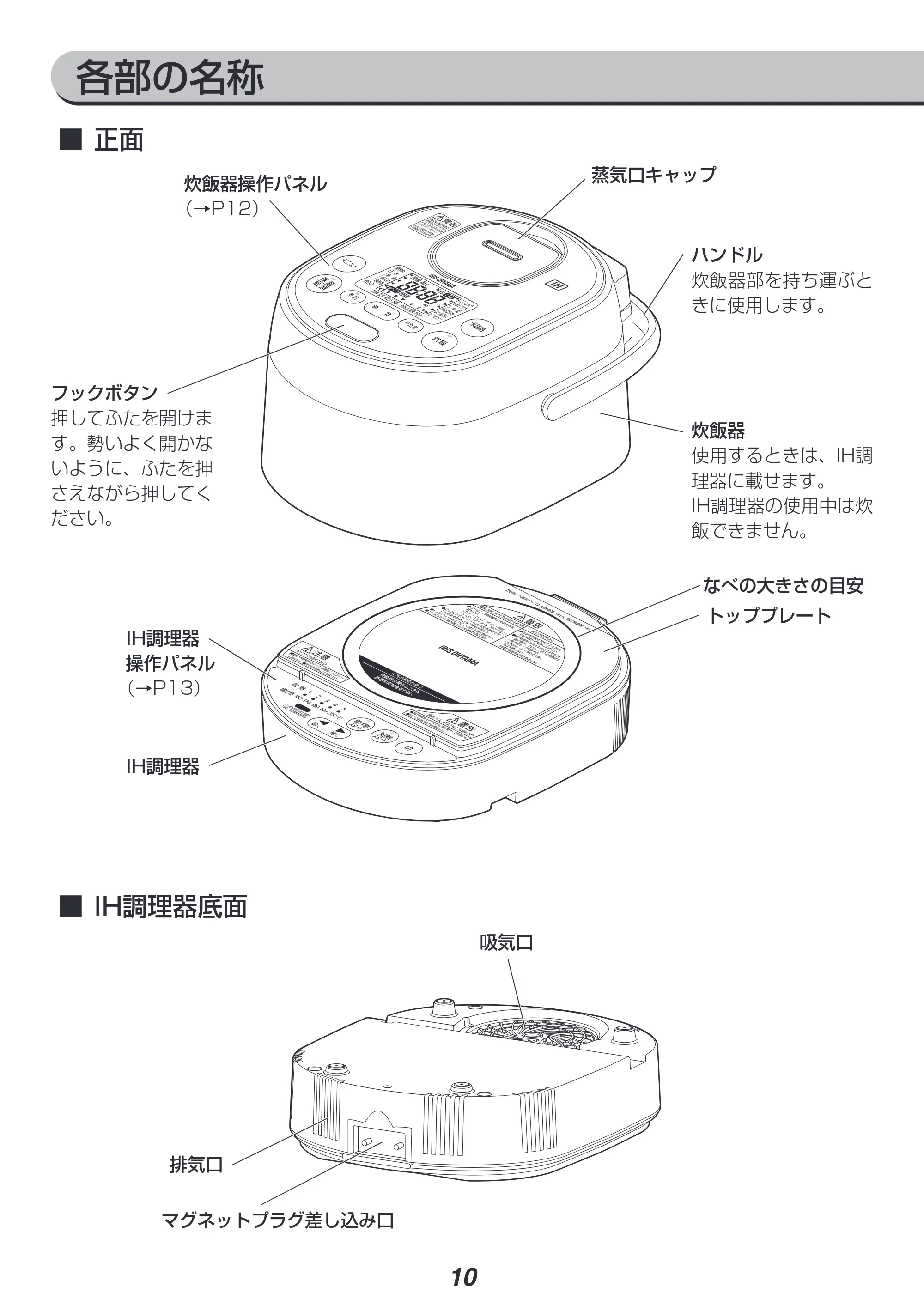 アイリスオーヤマ RC-SA30-WPG 取扱説明書 — 原本ページ — 10ページ