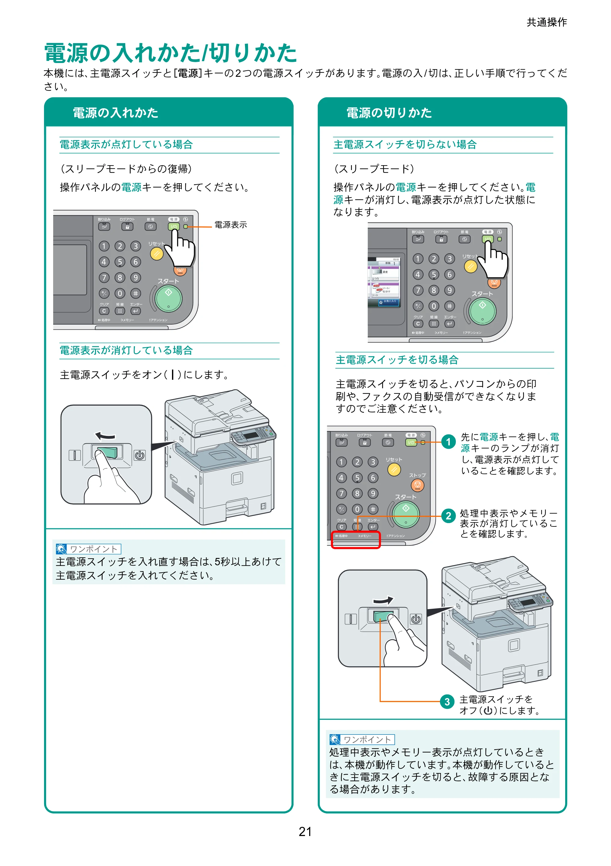 京セラ TASKalfa 206ci / TASKalfa 256ci TASKalfa 206ci/TASKalfa 256ci クイックガイド — 共通操作 — 原本ページ — 21ページ