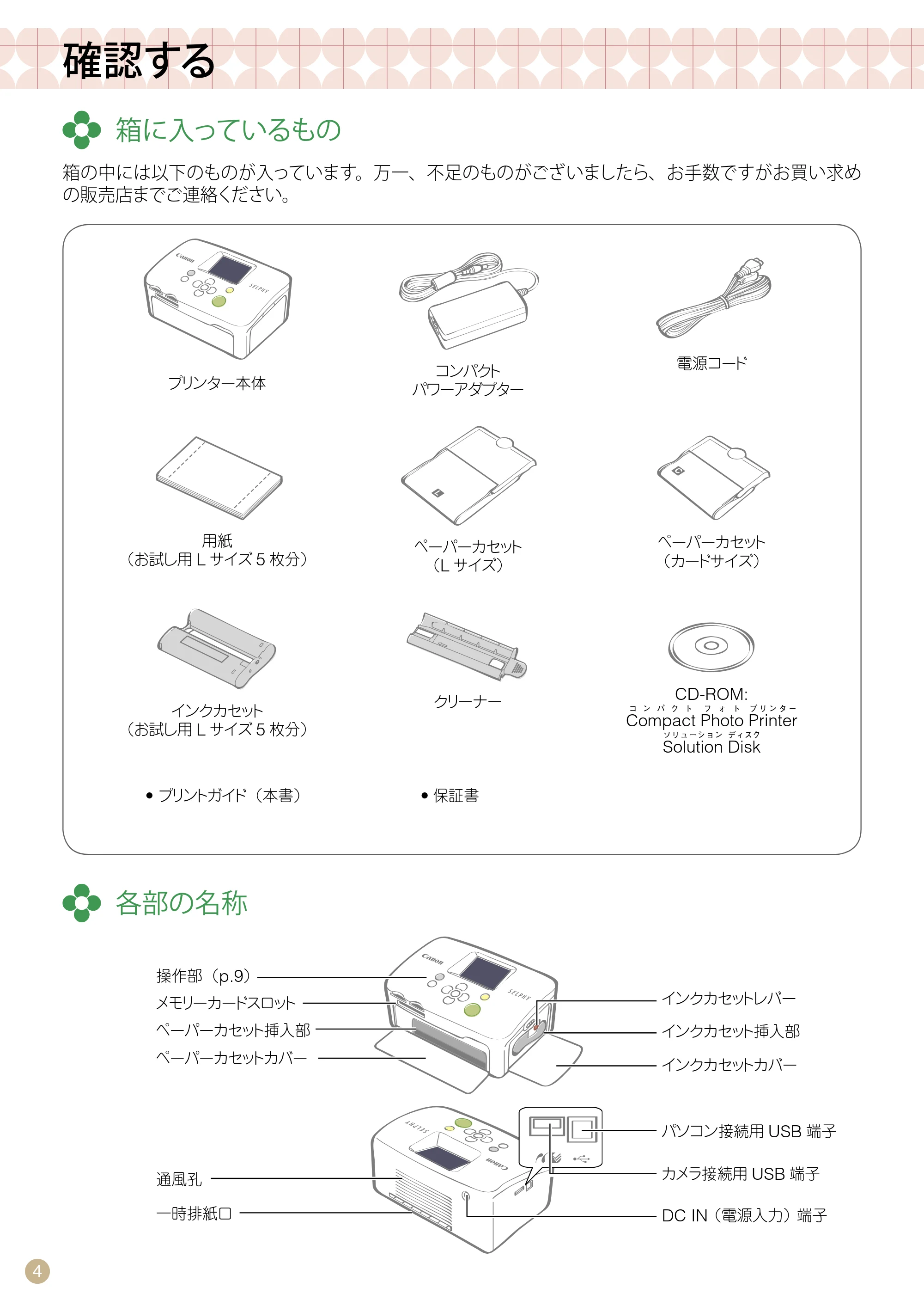 キヤノン SELPHY CP760 プリントガイド (PDF形式/7.86Mバイト) — 確認する — 原本ページ — 4ページ