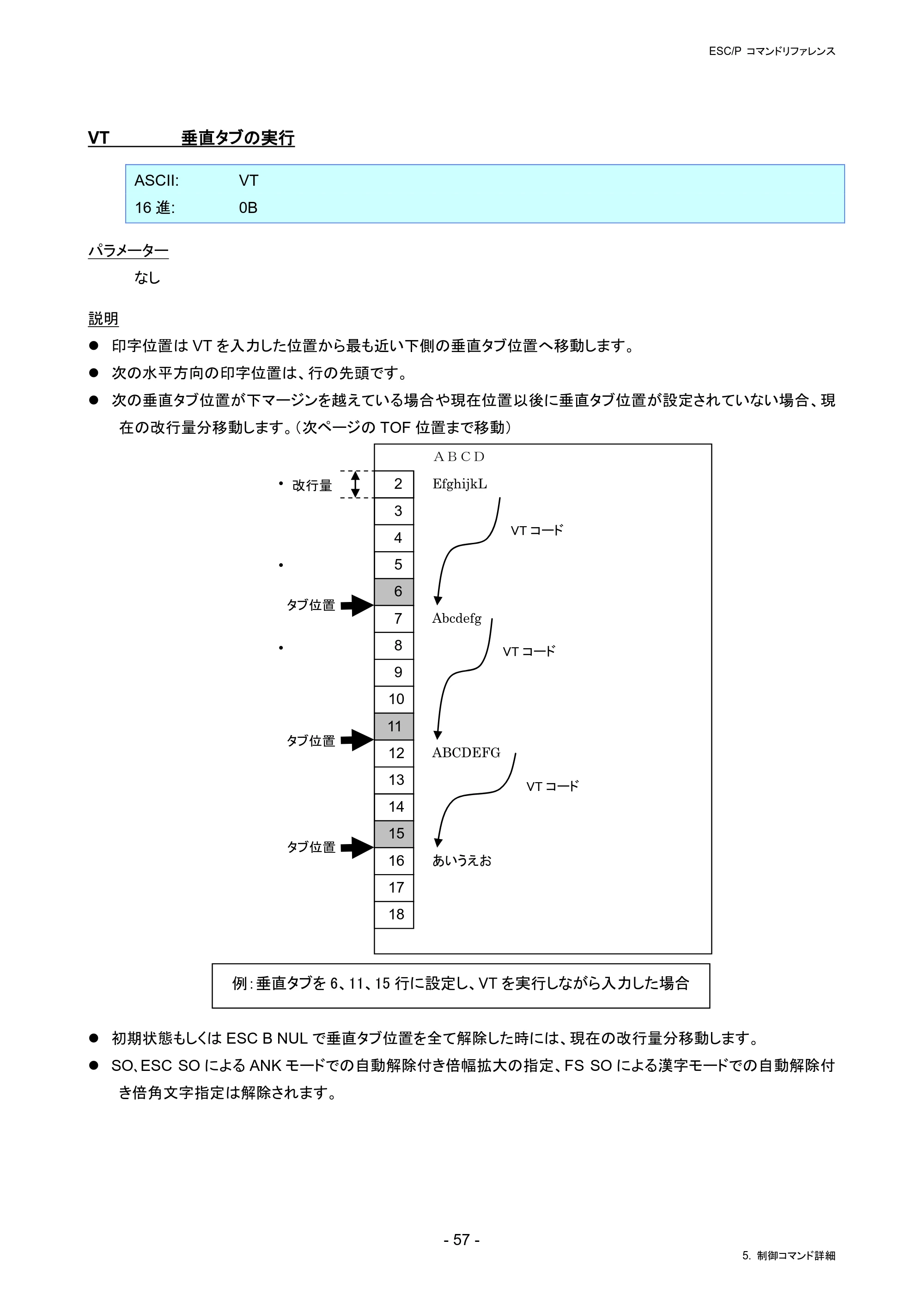 ブラザー RJ-4230B / RJ-4250WB / TD-2130N/ 2130NSA ESC/Pコマンドリファレンス — VT 垂直タブの実行 — 原本ページ — 63ページ