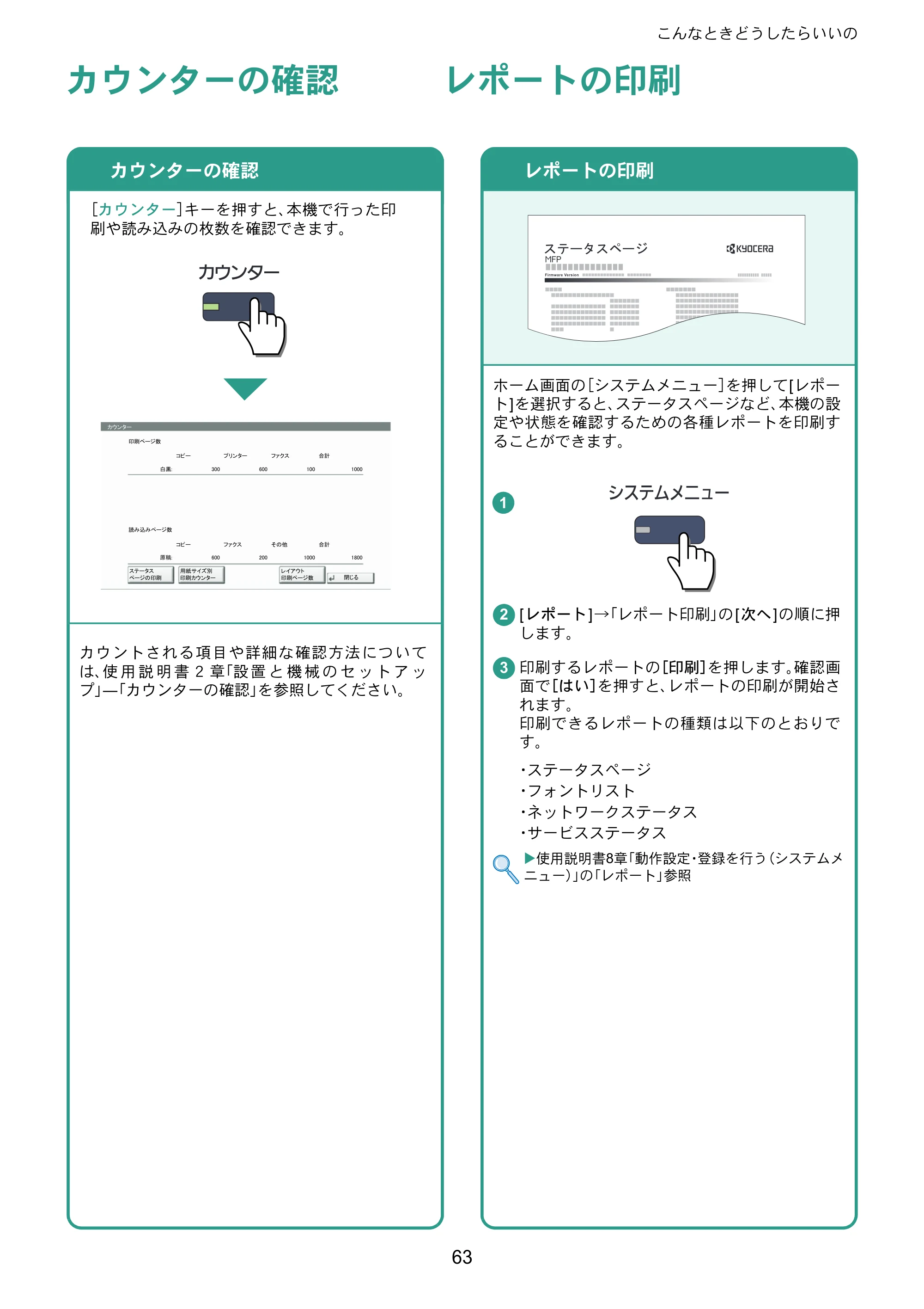 京セラ TASKalfa 4501i / TASKalfa 5501i TASKalfa 5501i/4501i クイックガイド — カウンターの確認 — 原本ページ — 63ページ