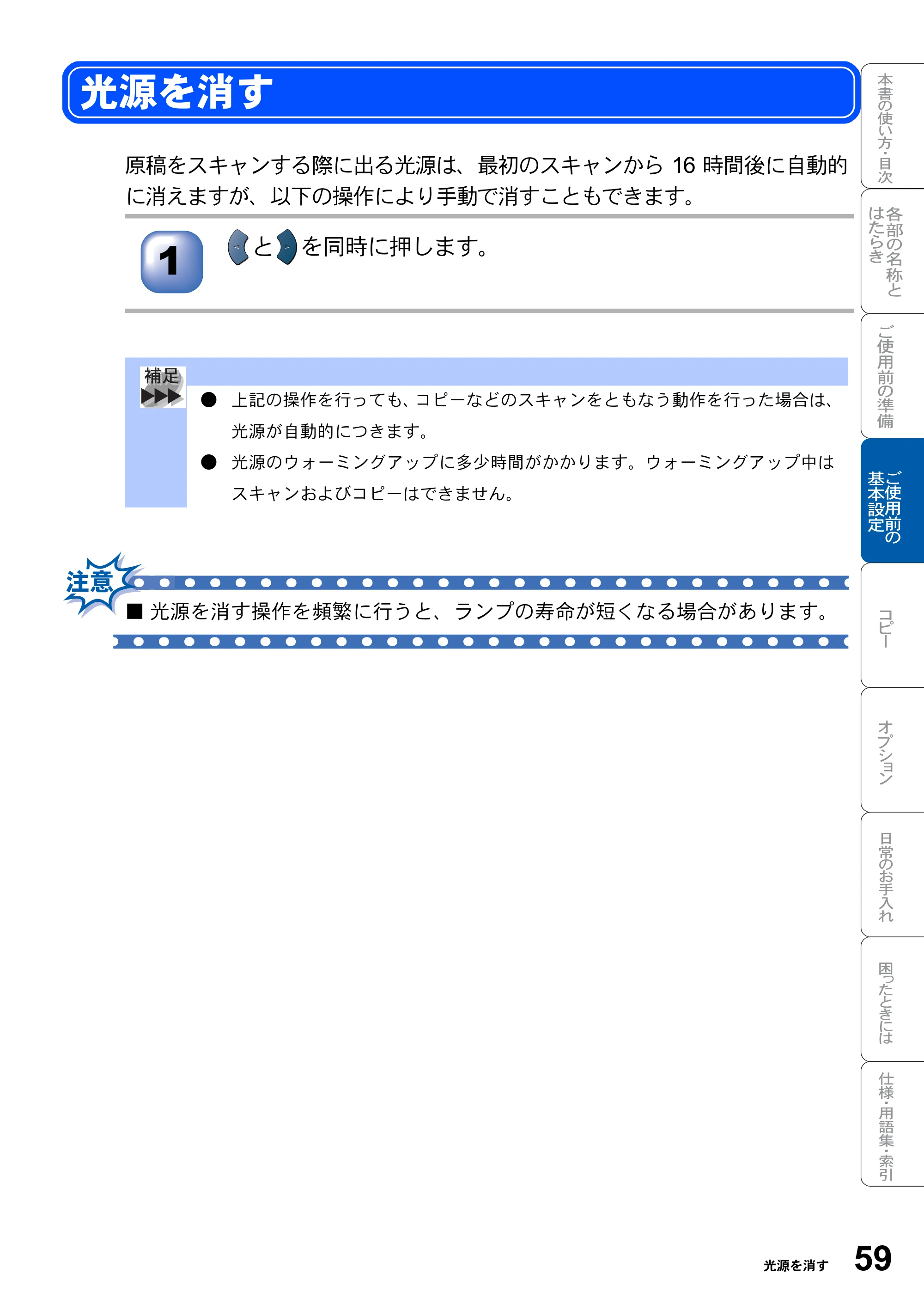 ブラザー DCP-8025JN 取扱説明書（本体） — 光源を消す — 原本ページ — 59ページ