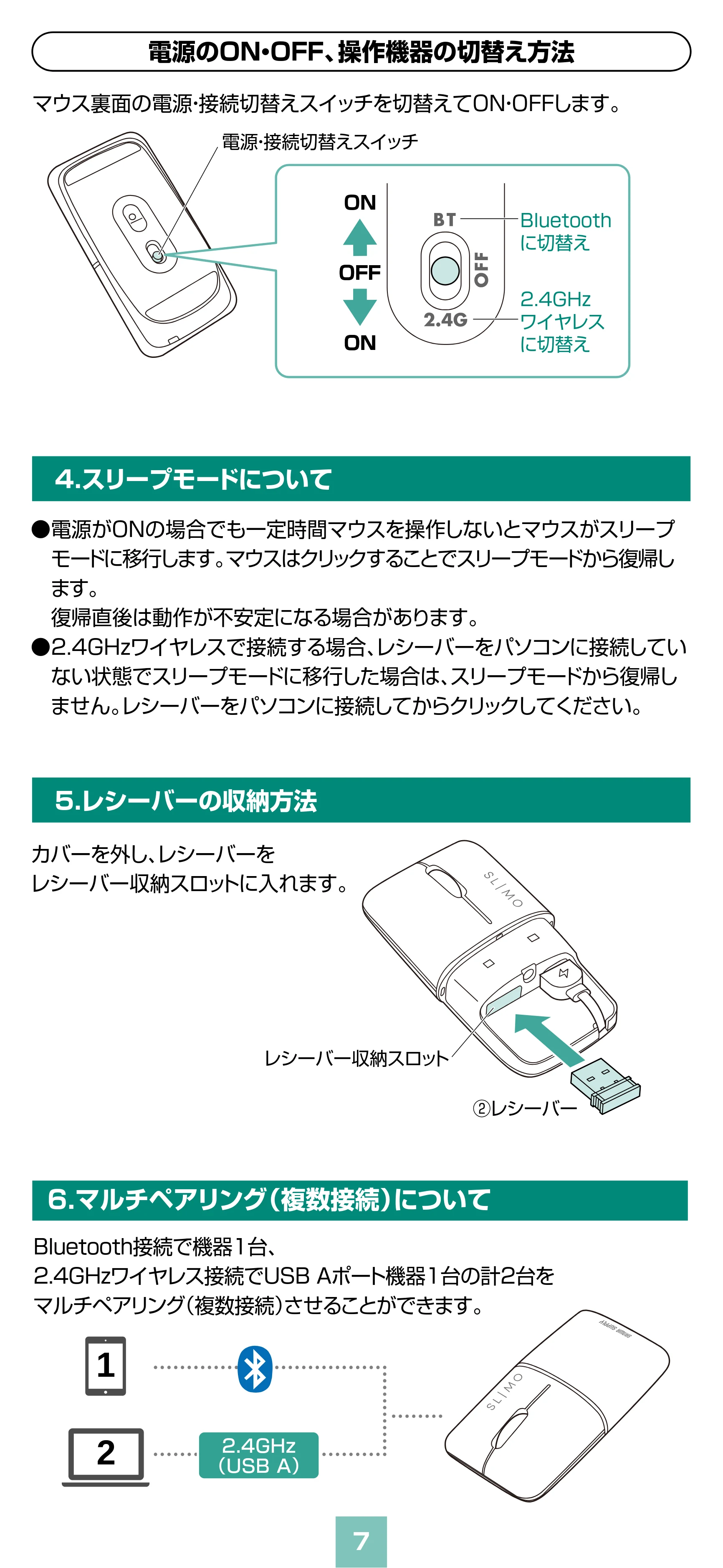 サンワサプライ MA-WBBS310BG / MA-WBBS310BK 取扱説明書 — 原本ページ — 7ページ