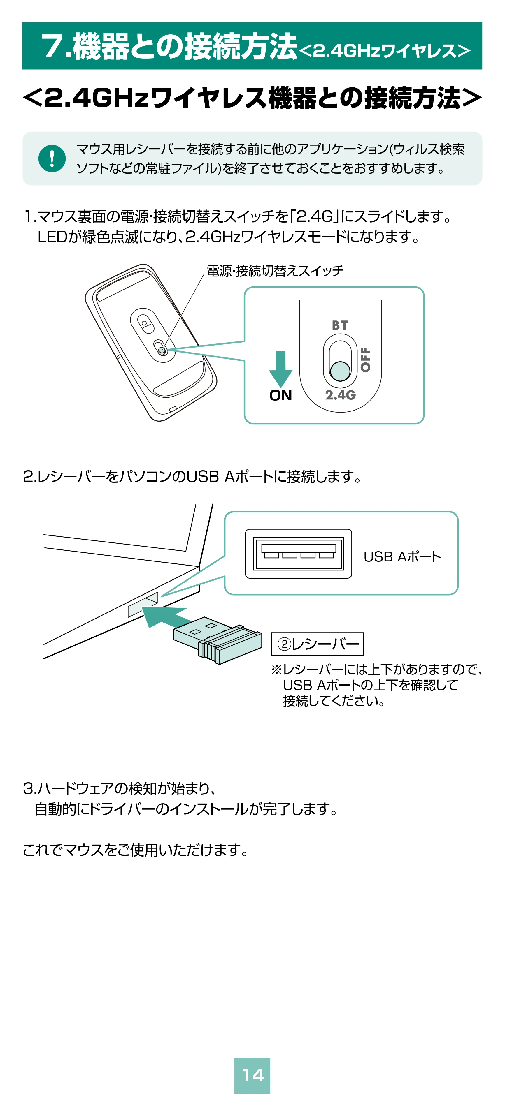 サンワサプライ MA-WBBS310BG / MA-WBBS310BK 取扱説明書 — 原本ページ — 14ページ