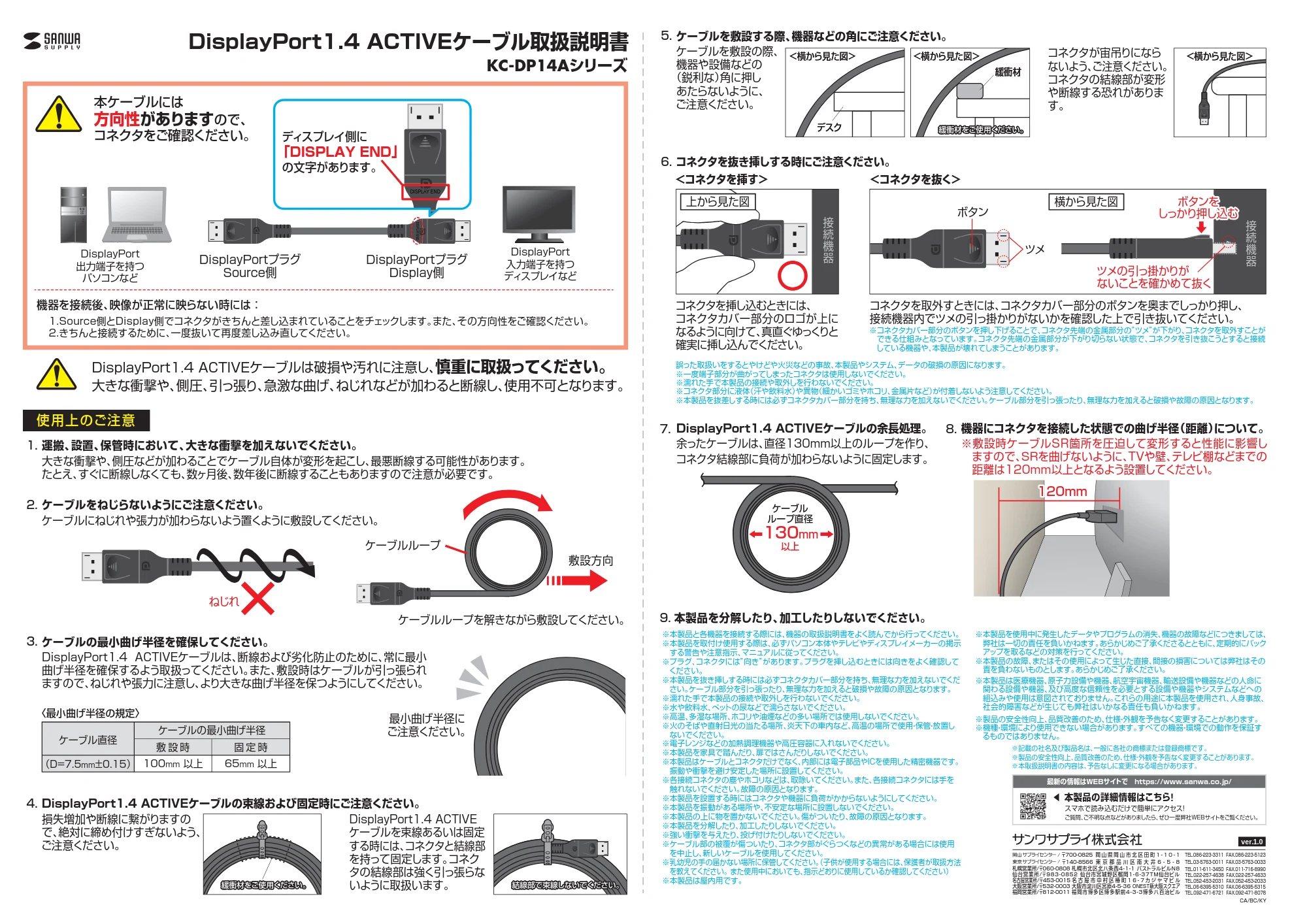 サンワサプライ KC-DP14A150 / KC-DP14A100 取扱説明書 — 原本ページ — 1ページ