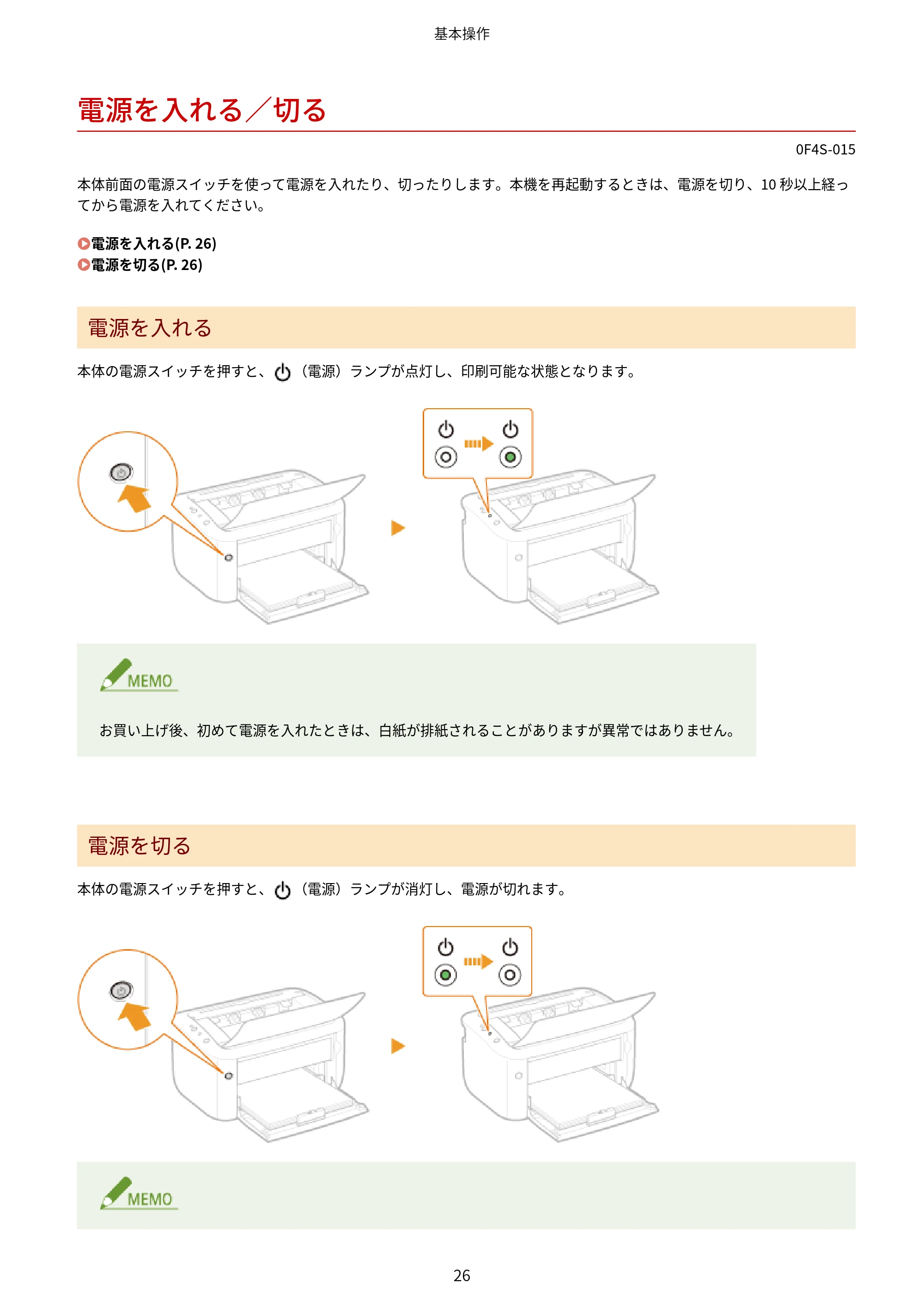 キヤノン LBP6040/LBP6030 ユーザーズガイド(PDF) 2019年11月7日更新(PDF:3.73MB) — 電源を入れる/切る — 原本ページ — 30ページ