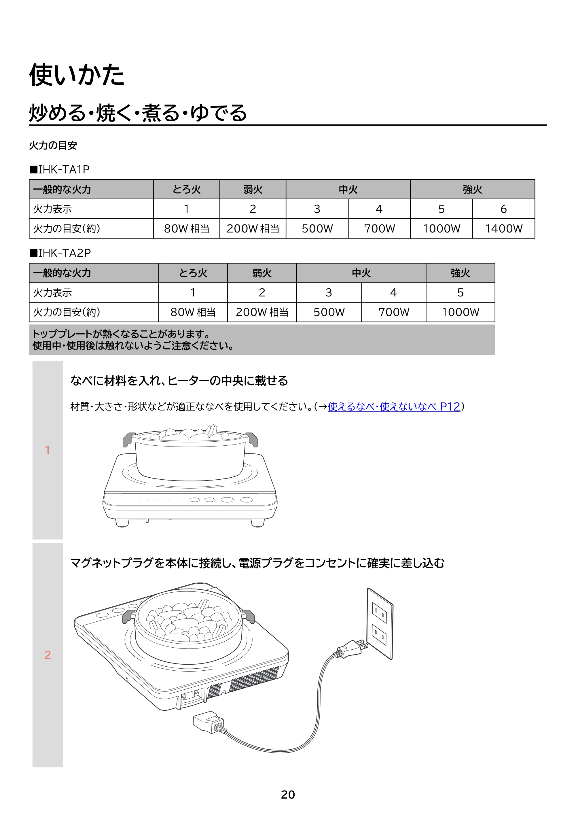 アイリスオーヤマ IHK-TA1P 取扱説明書 — 原本ページ — 20ページ