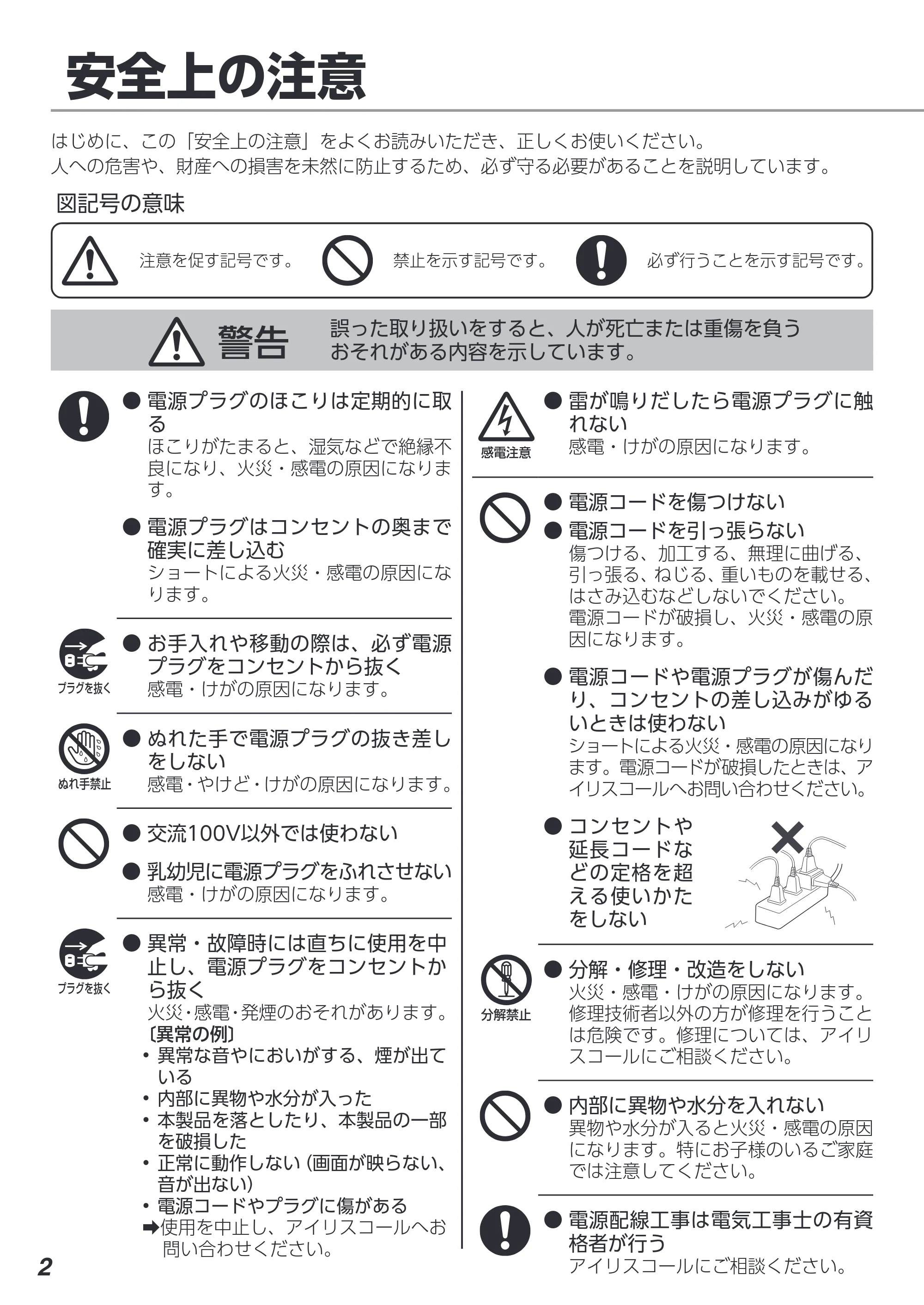 アイリスオーヤマ TD-SM3010-WSH 取扱説明書 — 原本ページ — 2ページ