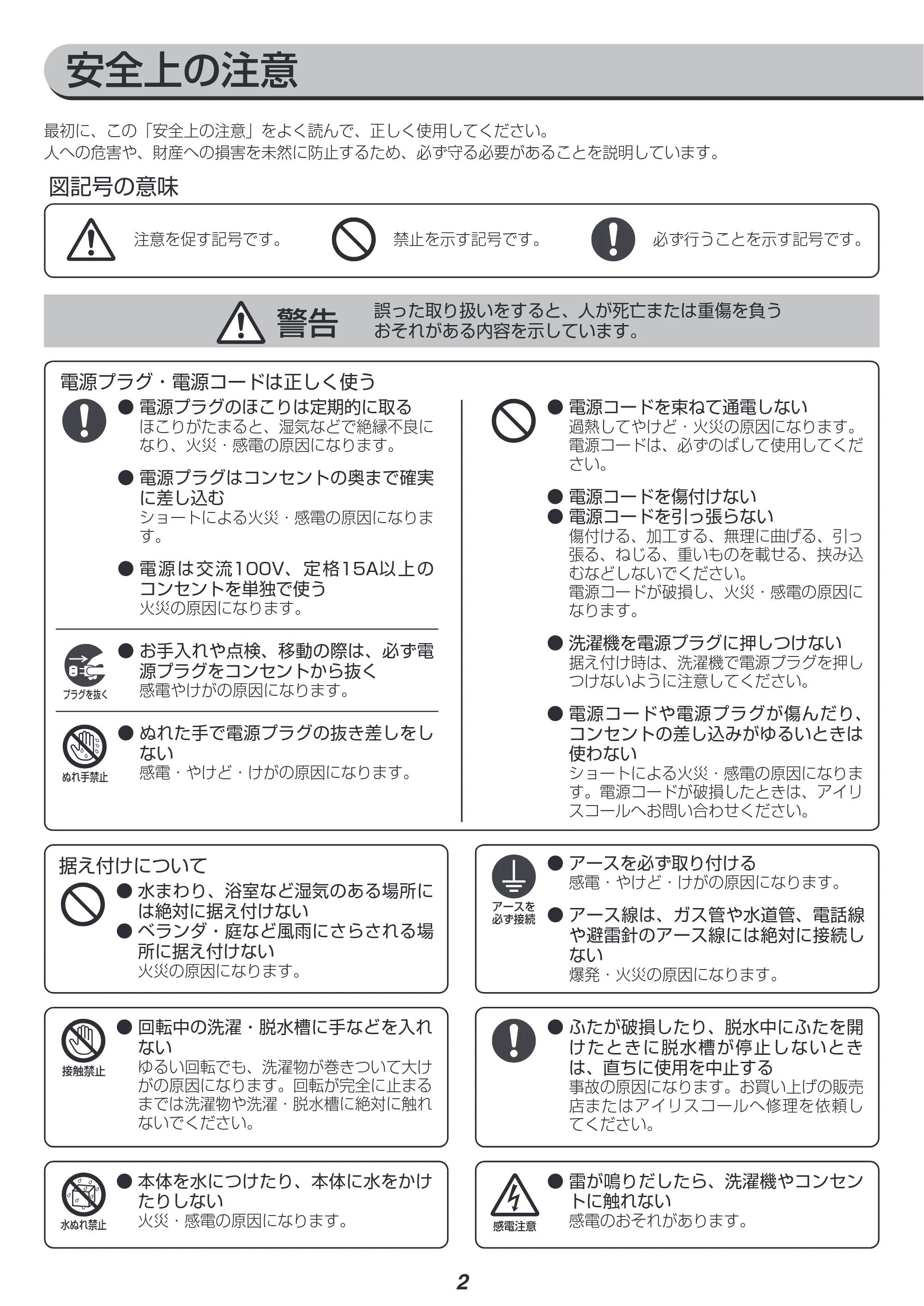 アイリスオーヤマ IAW-T804 取扱説明書 — 原本ページ — 2ページ