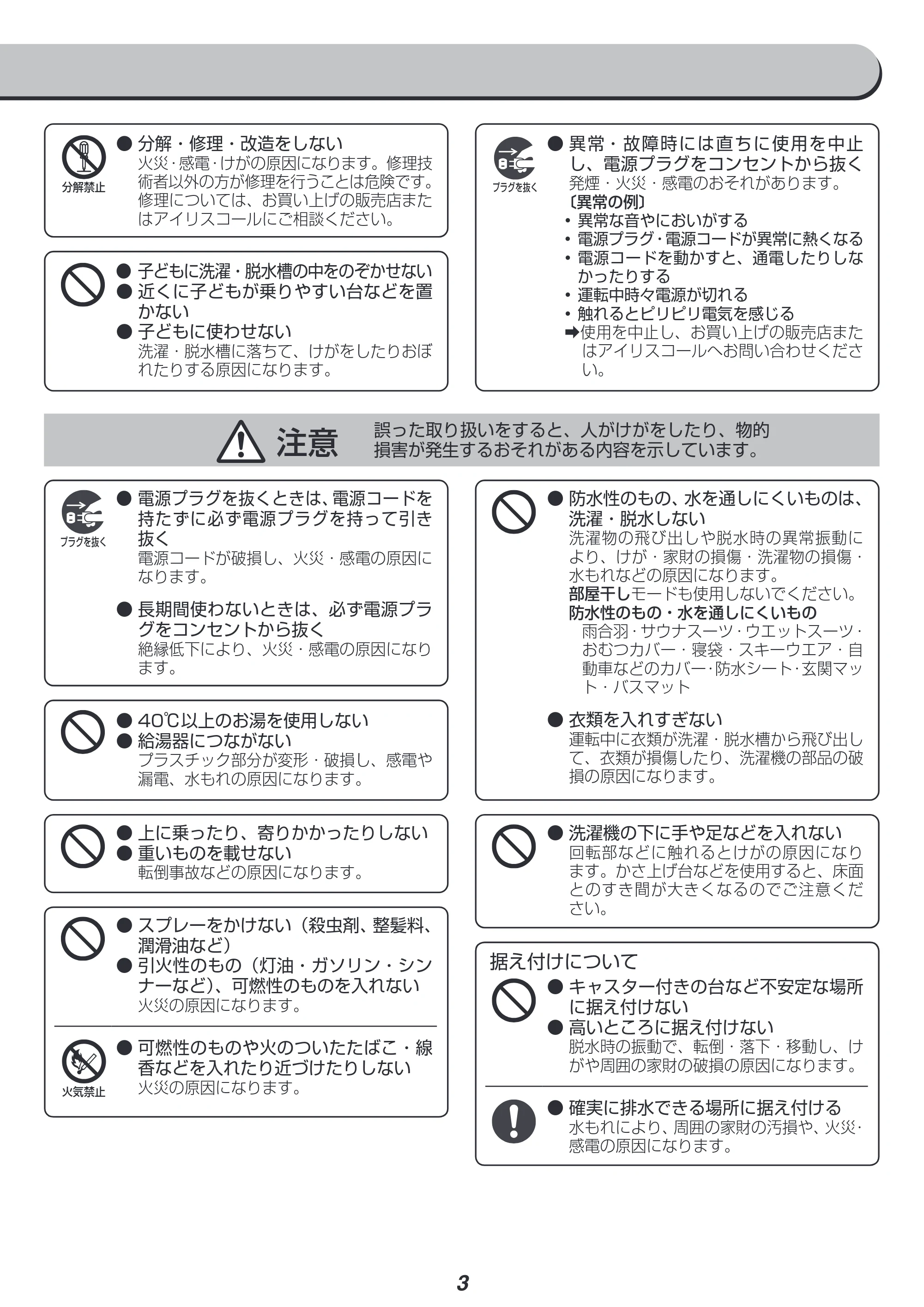 アイリスオーヤマ IAW-T804 取扱説明書 — 原本ページ — 3ページ